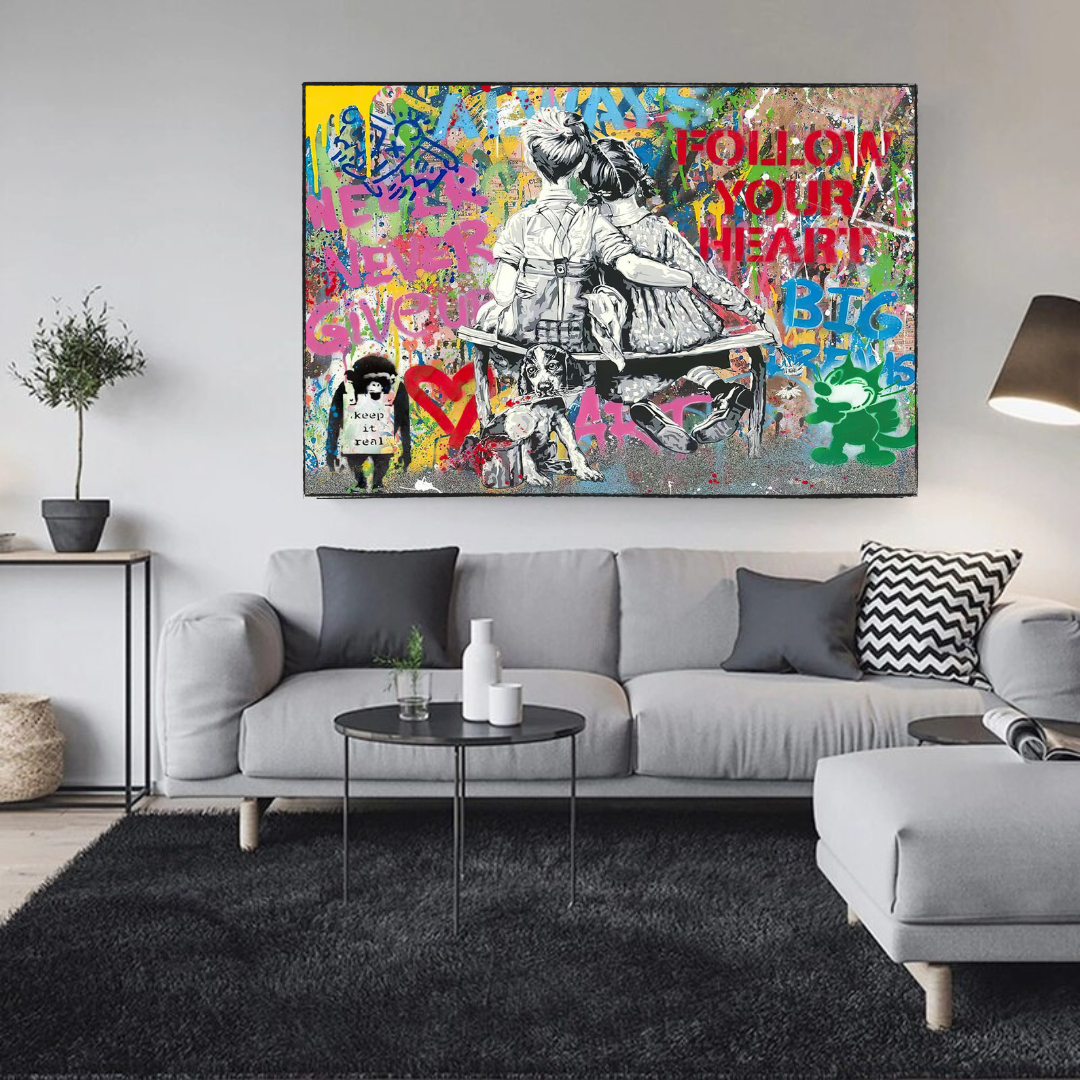 Banksy Never Give Up Follow Your Dreams Motivational Canvas Wall Art - Inspirational Home & Office Decor for Living Room, Bedroom