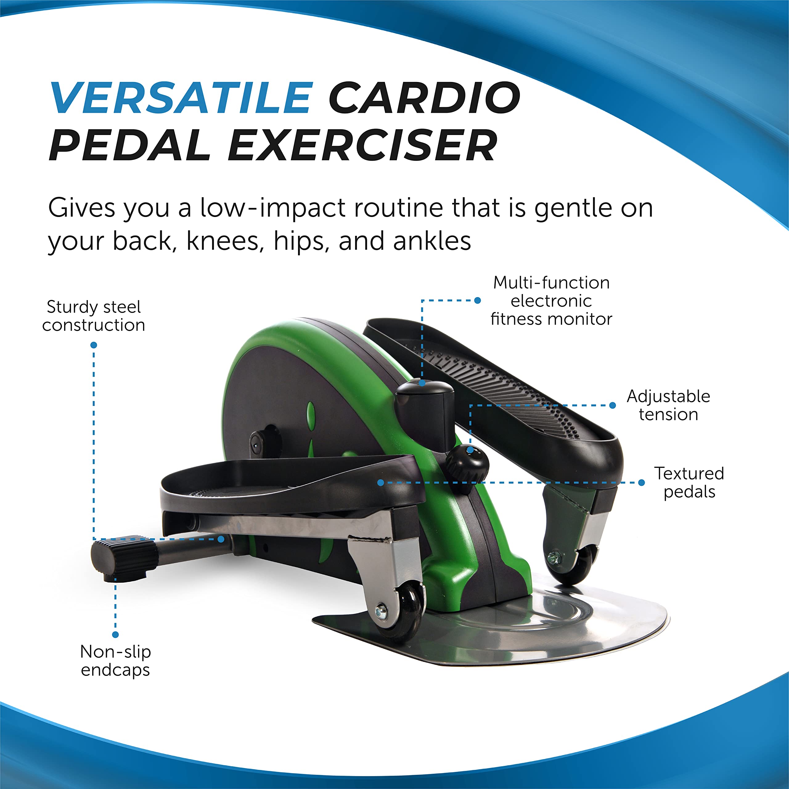 Stamina Inmotion Compact Strider Under Desk Elliptical Machine - Portable Foot Pedal Exerciser for Home & Office - Seated or Standing Low Impact Workout Equipment for Fitness, Rehabilitation & Active Sitting