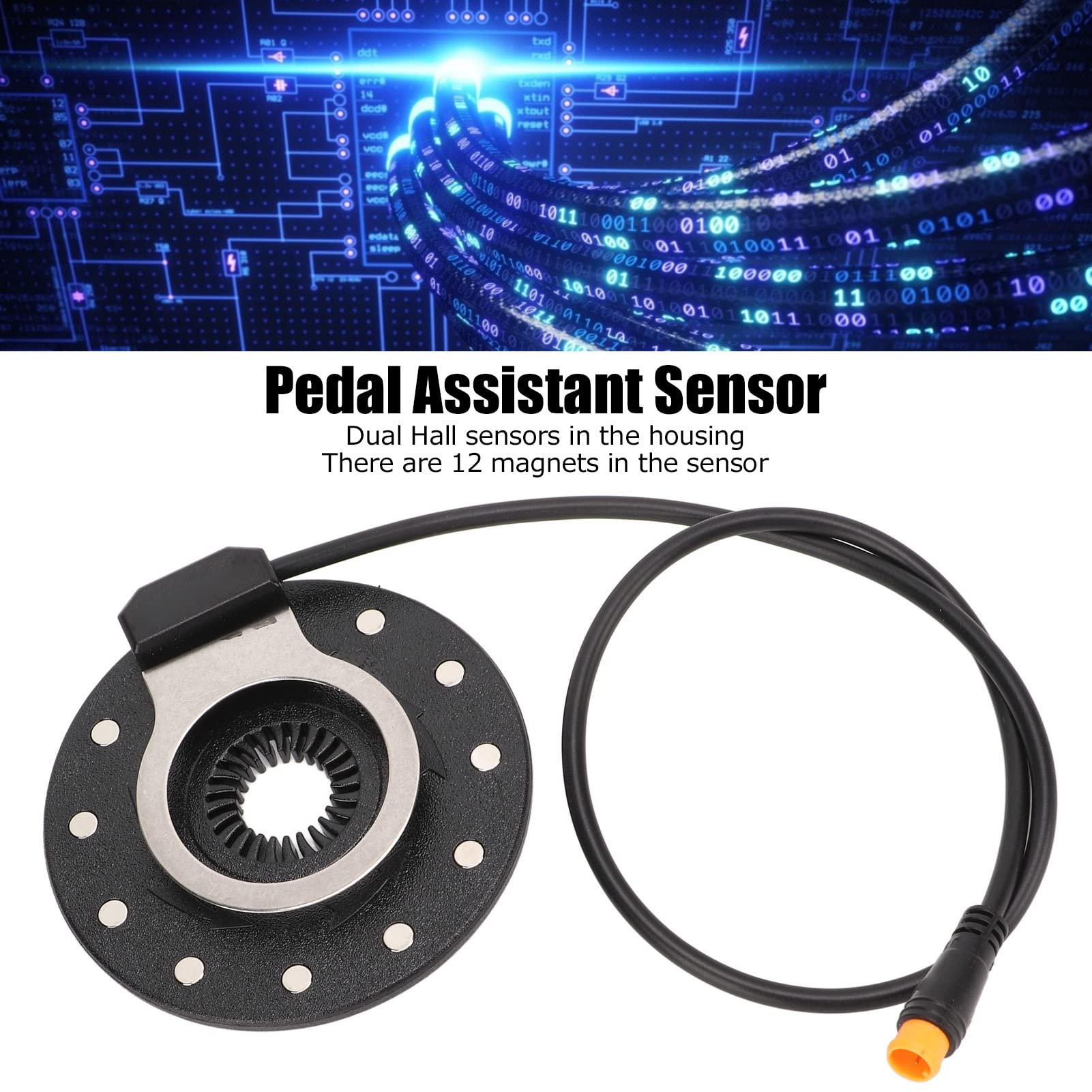 12 Magnets Dual Hall Sensor Electric Bike Pedal Assist - Small Hole Size for E-Bike Conversion Kits - Perfect for DIY Electric Bicycle Upgrades & Commuting