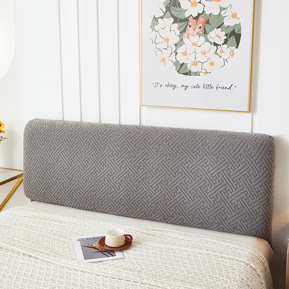 Stretch Bed Headboard Cover - Dustproof & Washable Jacquard Slipcover for Full, Queen & King Size Beds - Dark Gray (78.7in/2.0m) - Perfect for Bedroom Decor & Headboard Protection