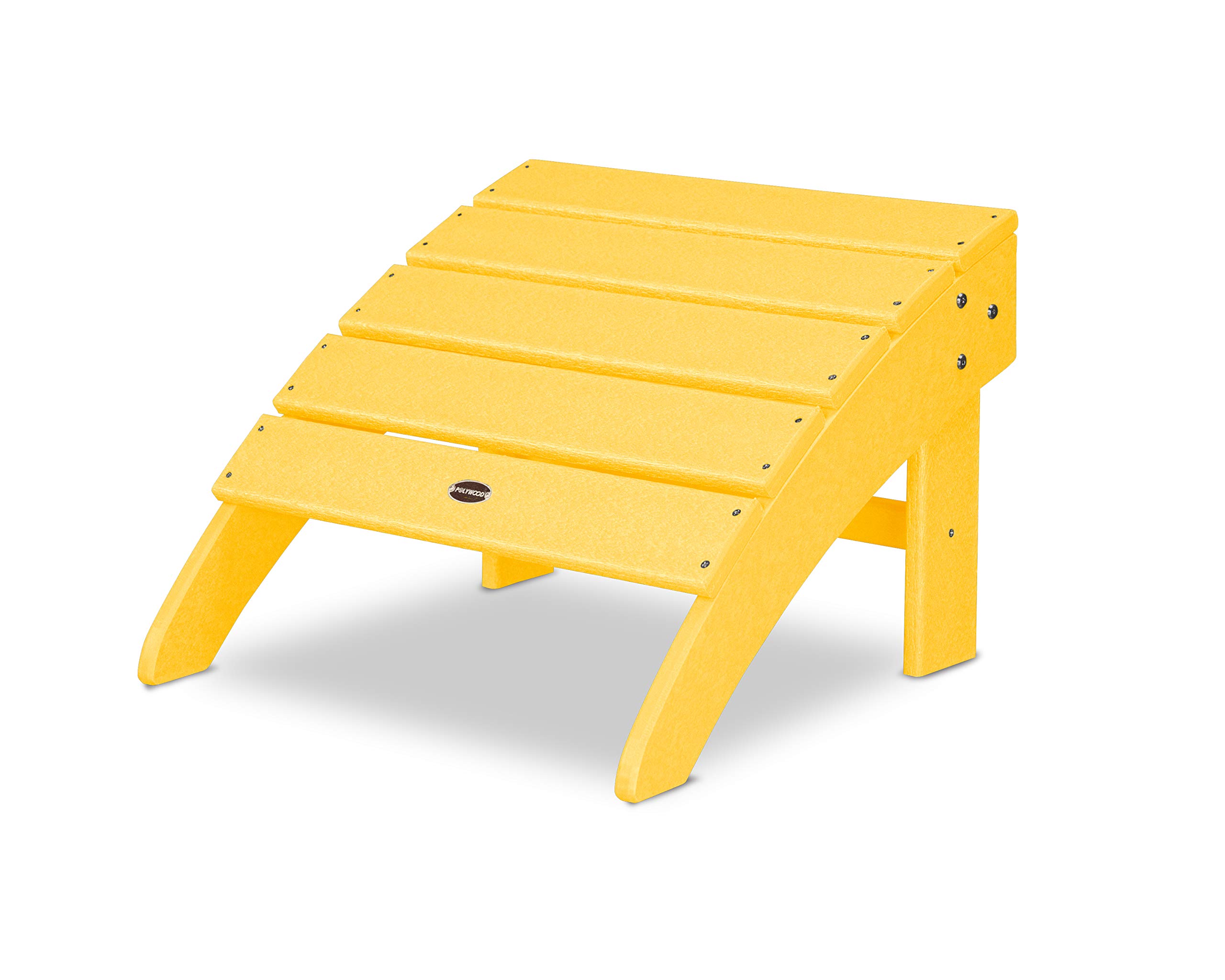 POLYWOOD® Palm Coast Ottoman in Lemon - Outdoor Patio Furniture with Weather-Resistant HDPE - Perfect for Poolside, Deck, or Garden Relaxation