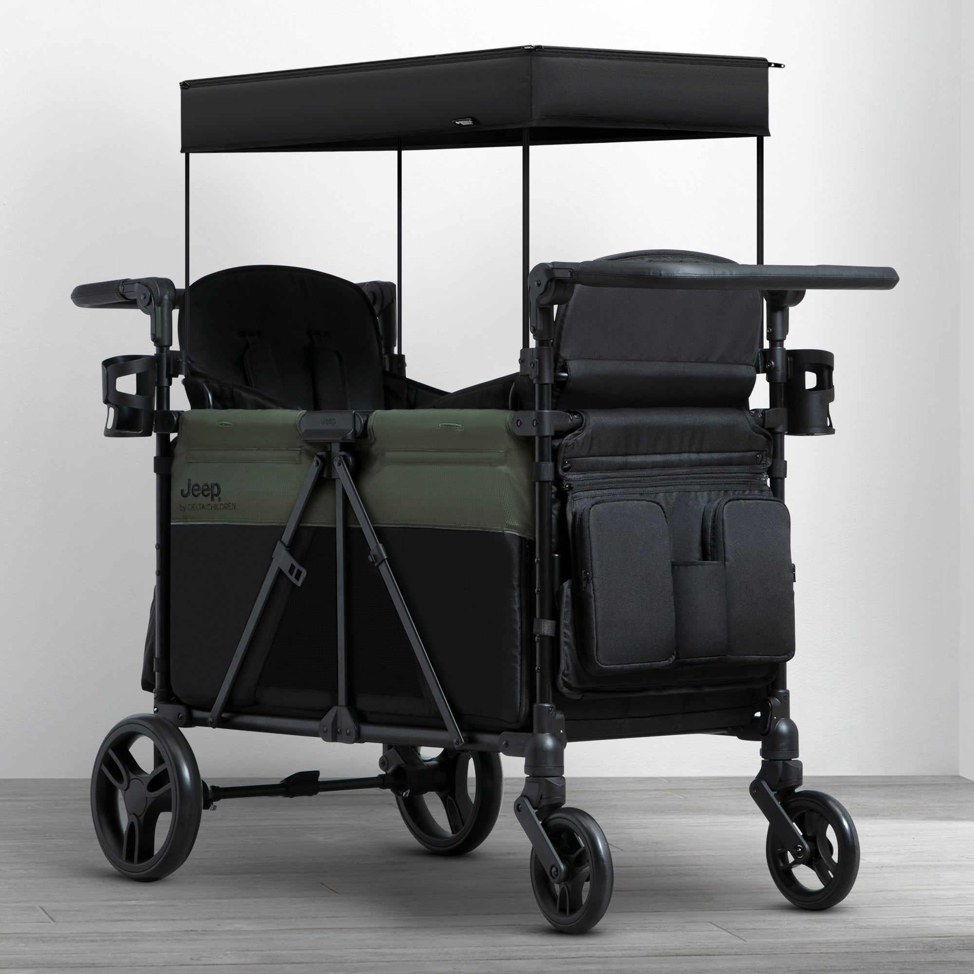 Jeep Aries Stroller Wagon - All-Terrain 4-Wheel Stroller Wagon for Kids, Foldable Baby Wagon with Canopy & Storage | Perfect for Beach, Park, Camping & Outdoor Adventures