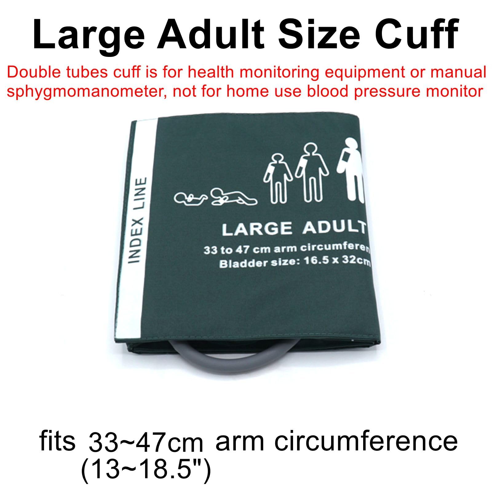**Large Adult Blood Pressure Cuff 33-47 cm - Nylon Reusable NIBP Cuff with Double Tubes for Big Arms, No BP Connector - Ideal for Home Health Monitoring & Medical Use**