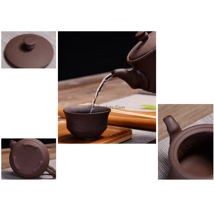 Premium Yixing Purple Clay Travel Tea Set with Carrying Bag - Perfect for Camping, Office, and On-the-Go Tea Lovers