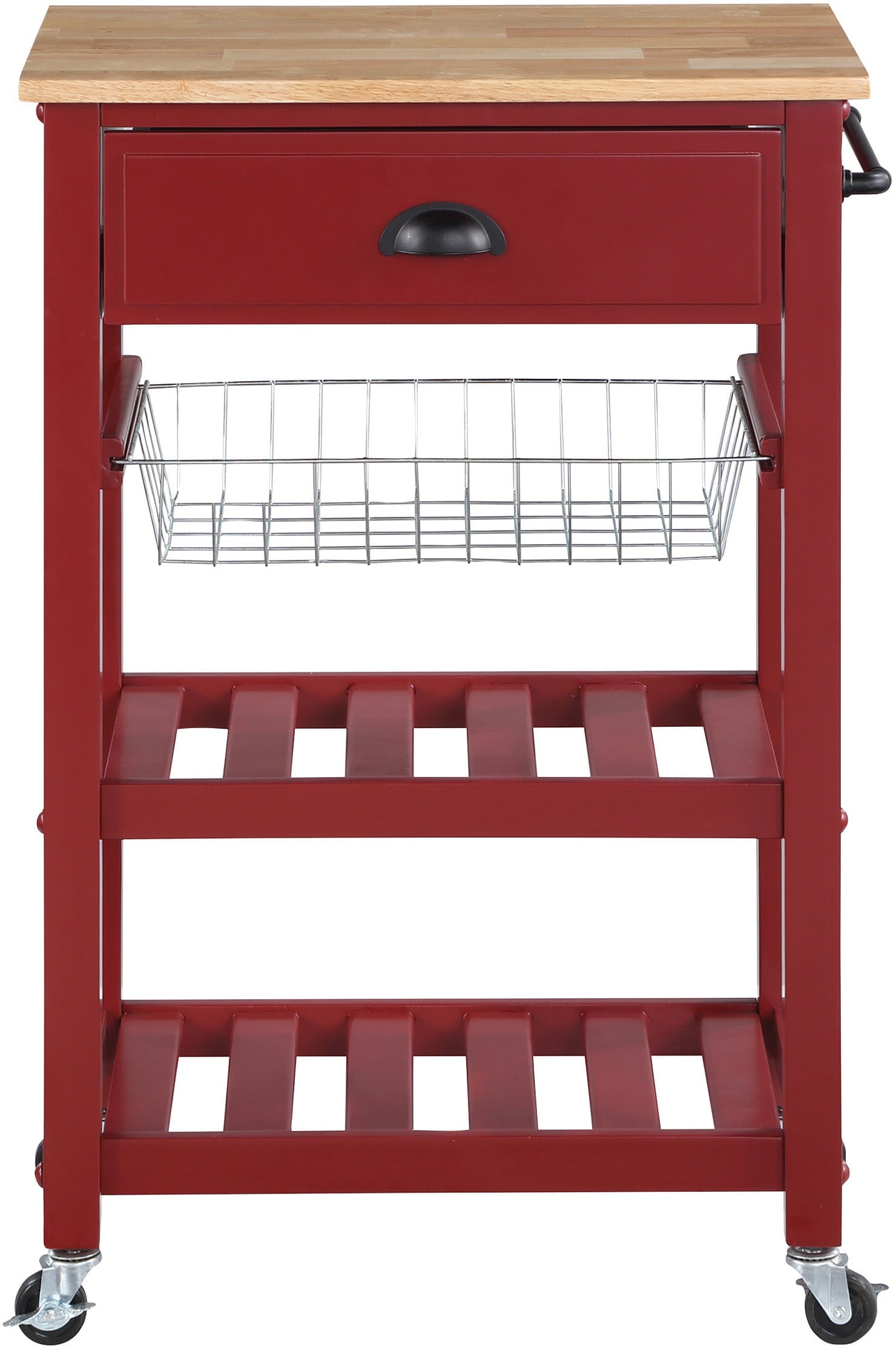 Office Star Hampton Kitchen Cart with Wheels - Portable Rolling Island for Small Spaces, Kitchen Storage & Prep Station - Perfect for Apartments, Dorms & Home Cooking
