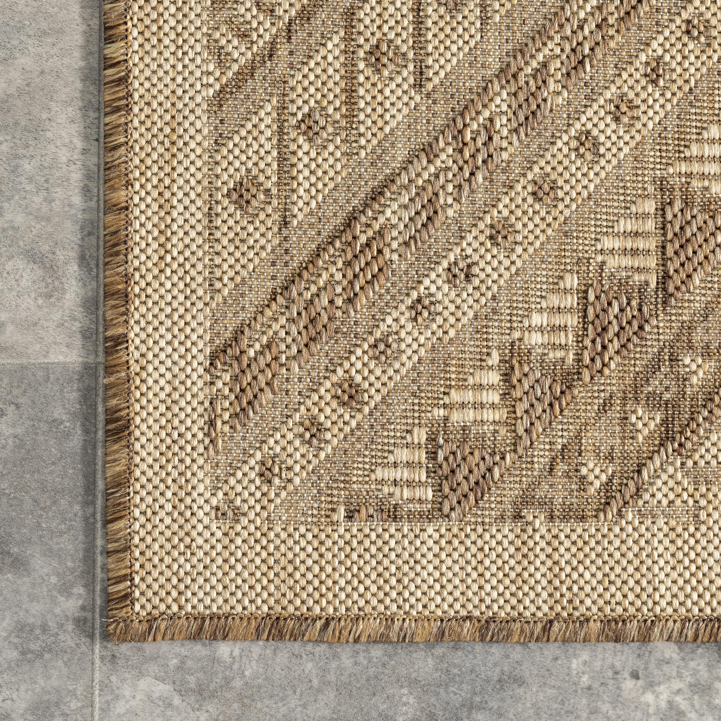 nuLOOM 5' x 8' Outdoor Performance Area Rug - Stain & Weather Resistant, High Traffic Patio & Balcony Rug in Landry Brown | Perfect for Outdoor Entertaining, Poolside Lounging & Garden Decor