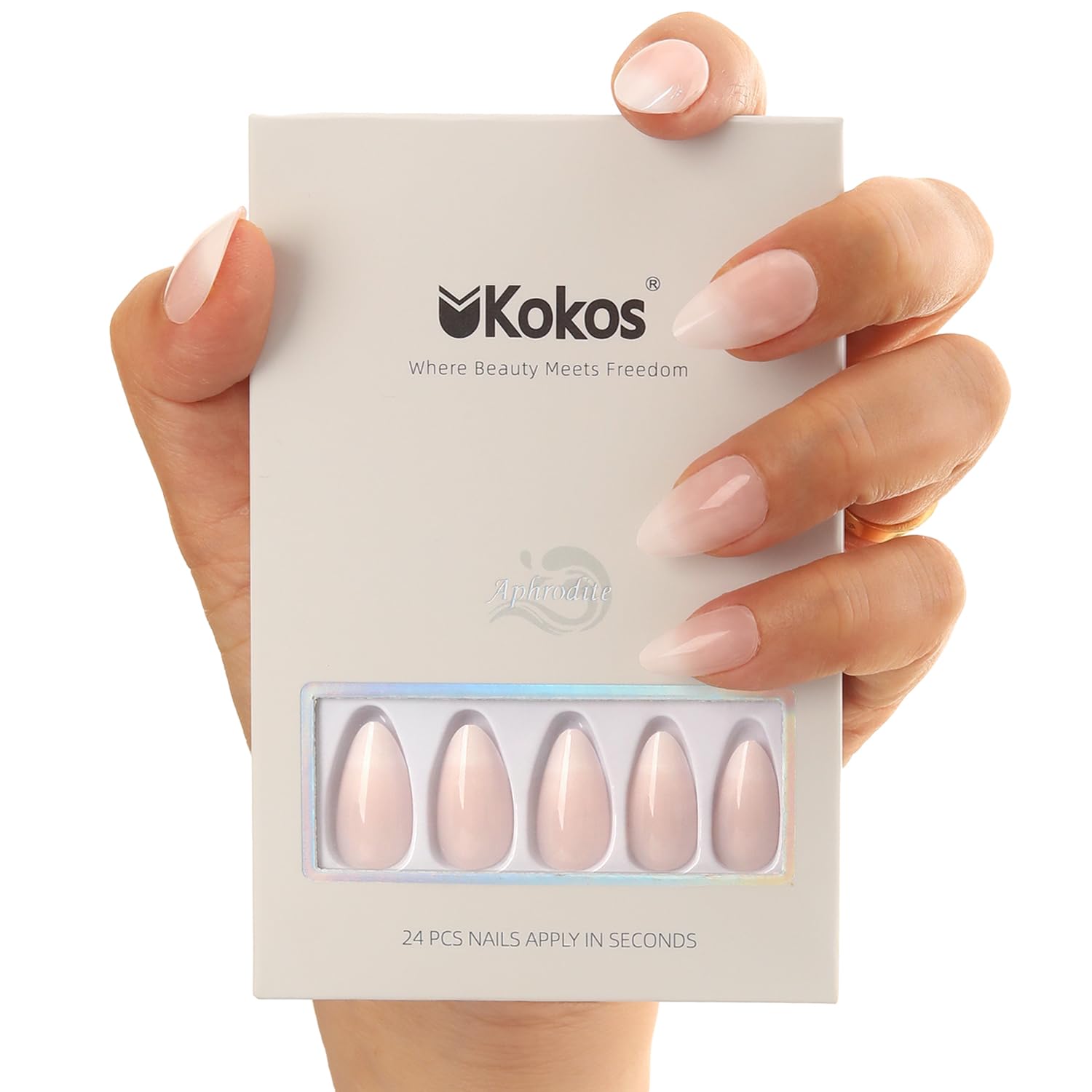 Gradient Art Press On Nails - Short Almond Fake Nails with ABS Natural Fit | Reusable Stick On Nails in 12 Sizes (24 PCS) | Soft Gel Fake Nails Kit | Salon-Quality Wings of Stars Design | Perfect for Parties, Weddings & Daily Wear