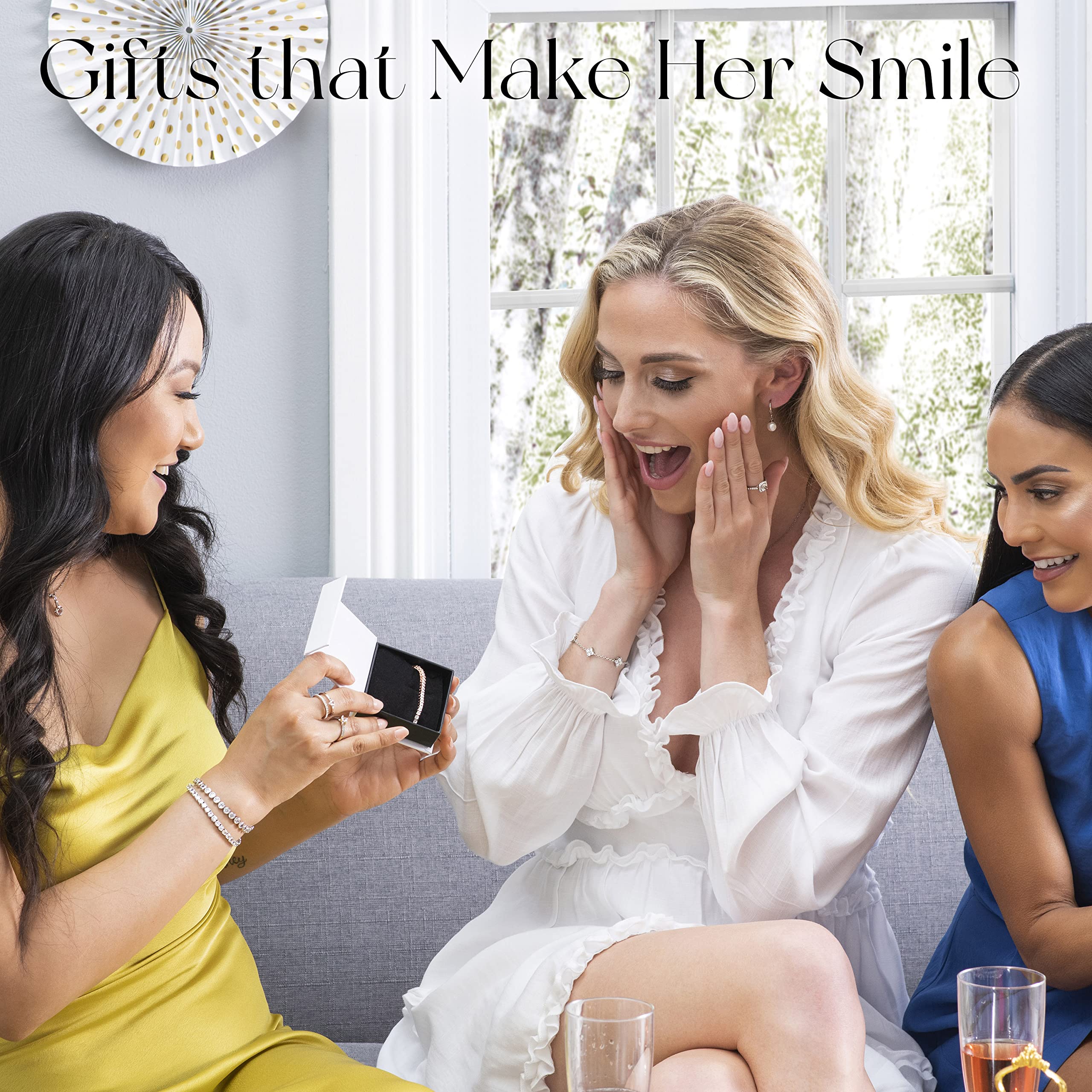 Cate & Chloe Ivy 18k White Gold Cubic Zirconia Pendant Necklace & Dangle Earrings Set for Women | Princess Cut Bridal Jewelry | Perfect for Weddings, Anniversaries & Special Occasions
