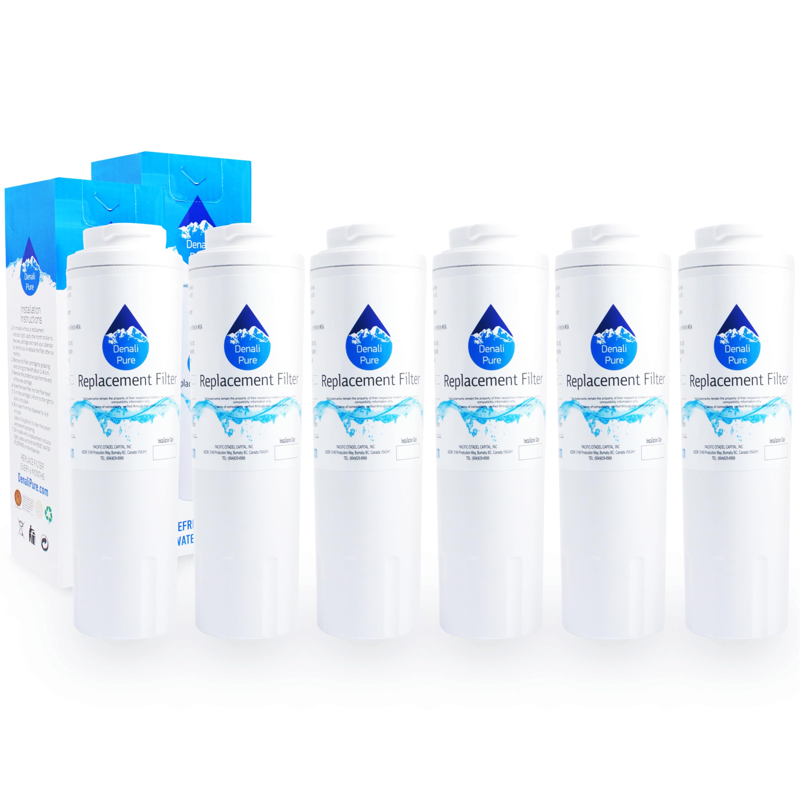 6-Pack MFC2061KES Refrigerator Water Filter Replacement - Compatible with Maytag UKF8001 Fridge Filter Cartridge | Pure Drinking Water for Home & Office Use