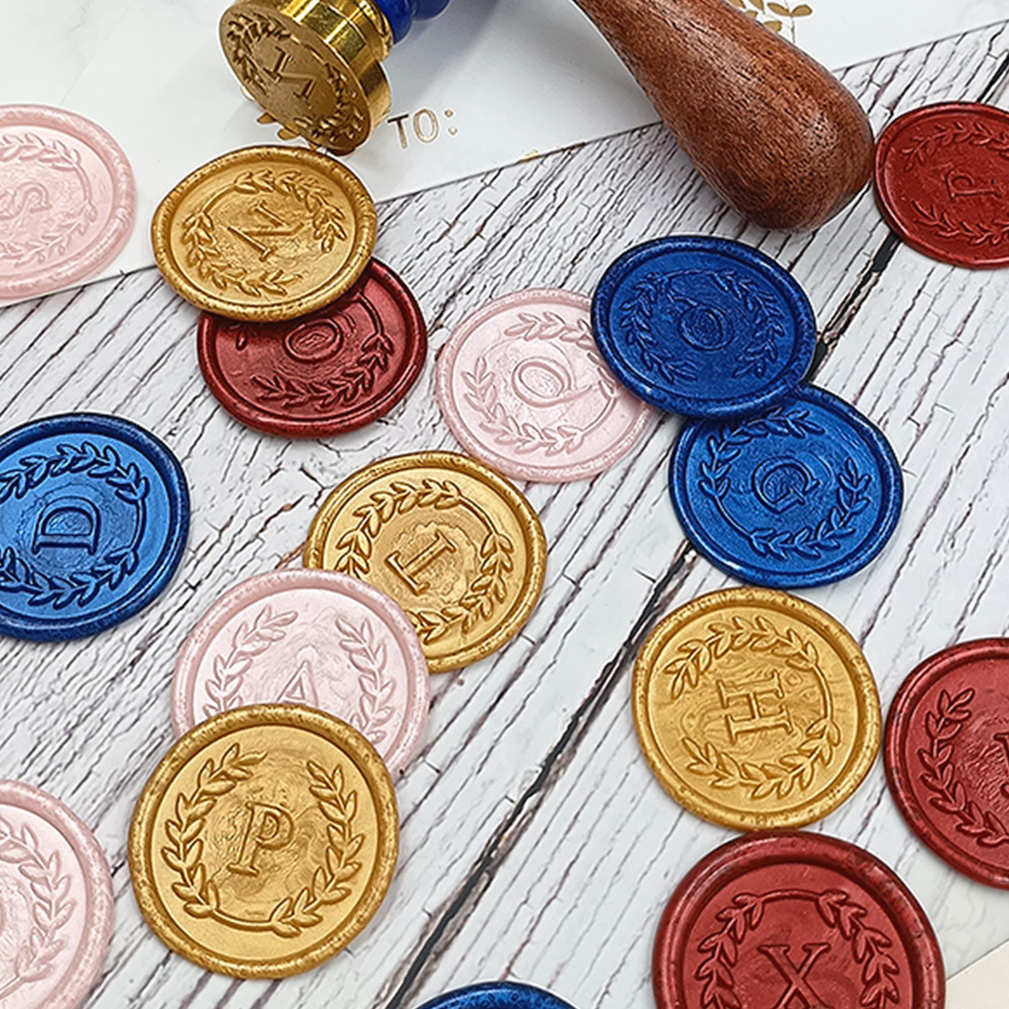 50Pcs Gold Letter M Adhesive Wax Seal Stickers - Handmade Self-Adhesive Wax Seals for Wedding Invitations, Envelopes, Christmas Gifts - No Stamp Needed, Easy Peel & Stick - Perfect for DIY Crafts, Scrapbooking & Elegant Stationery