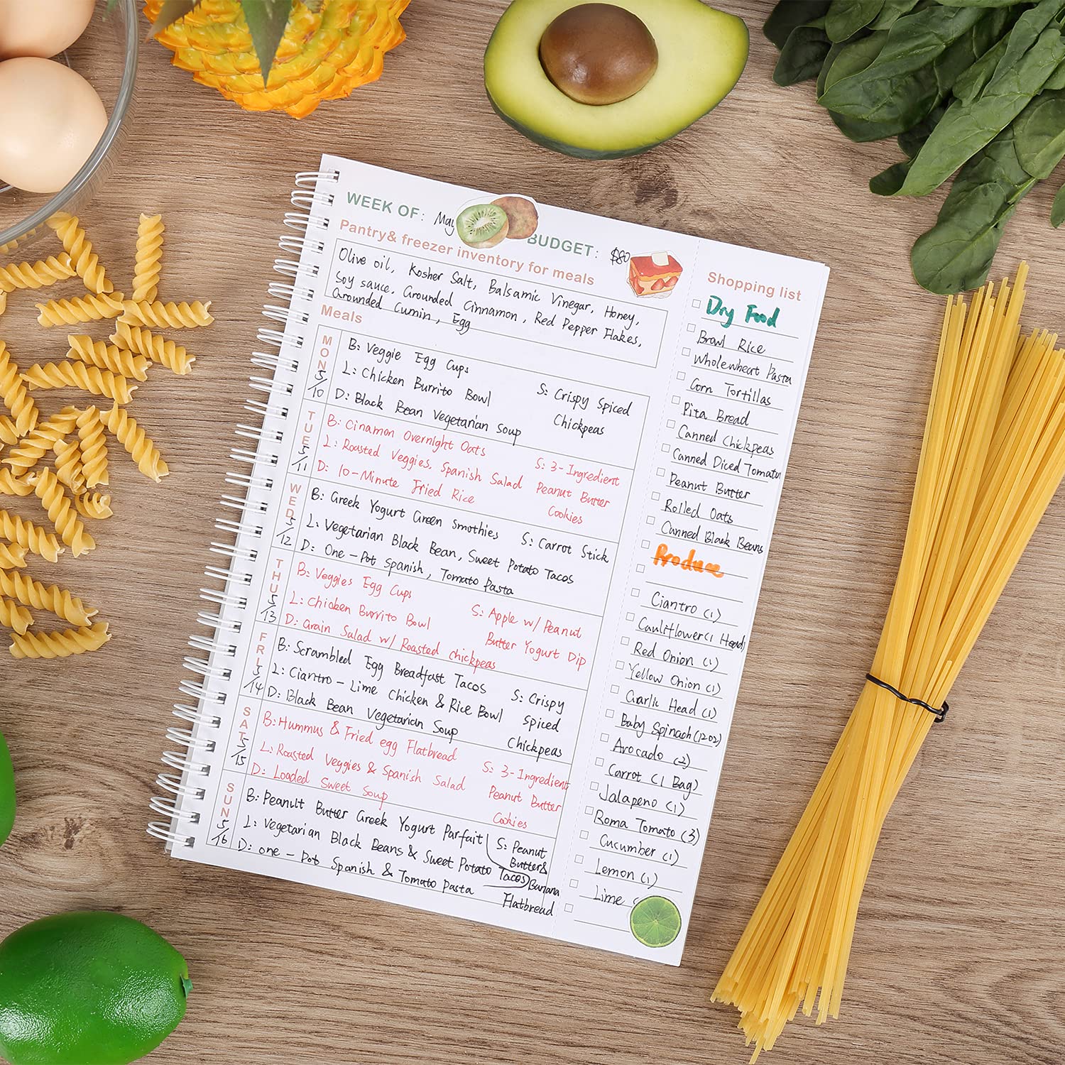 Budget Planner & Meal Planner Notebook with Floral Design - Financial Organizer, Expense Tracker & Grocery List for Personal Finance, Meal Planning & Savings Goals (Perfect for Students, Moms & Home Organization)