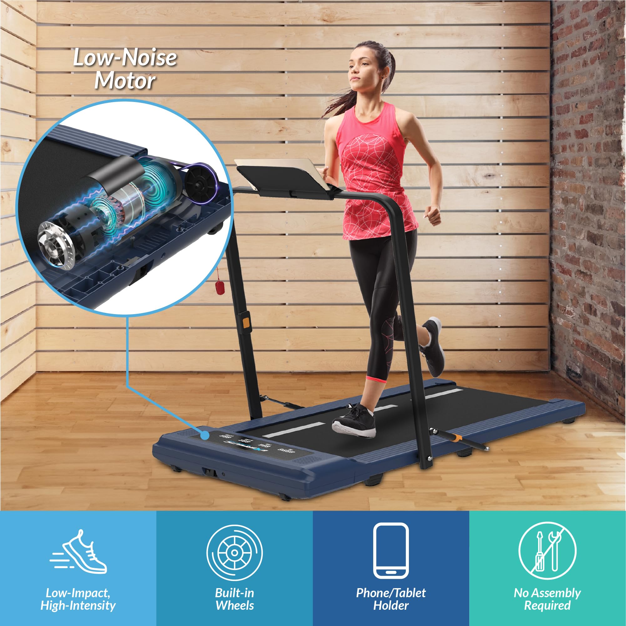 Exerpeutic 400 LB Heavy Duty Folding Treadmill for Walking & Jogging - High Capacity Home Gym Equipment with Under Desk Design - Perfect for Home Office, Small Spaces & Low-Impact Cardio Workouts