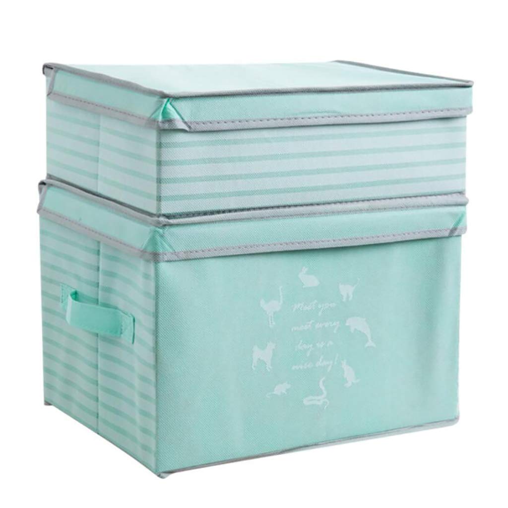 Foldable Fabric Storage Box - Pack of 2, Collapsible Cube Storage Bin with Handles for Closet, Bedroom & Home Organization | Breathable Large Storage Basket (Green) | Perfect for Toys, Blankets & Seasonal Clothing Storage