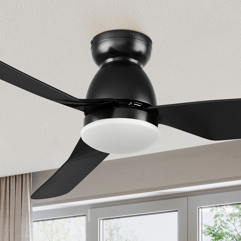 52 Inch Macon Flush Mount Smart Ceiling Fan with LED Light & Remote Control - Perfect for Bedroom, Living Room, and Home Office