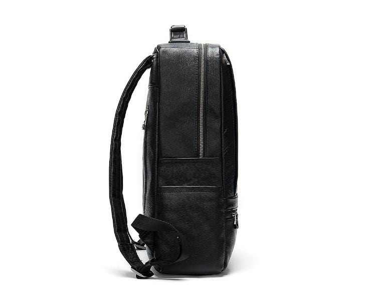 Premium Black Leather Laptop Backpack for Men & Women - Stylish Work Commuter Bag, Travel & Business Essentials Organizer - Perfect for Office, College & Daily Use