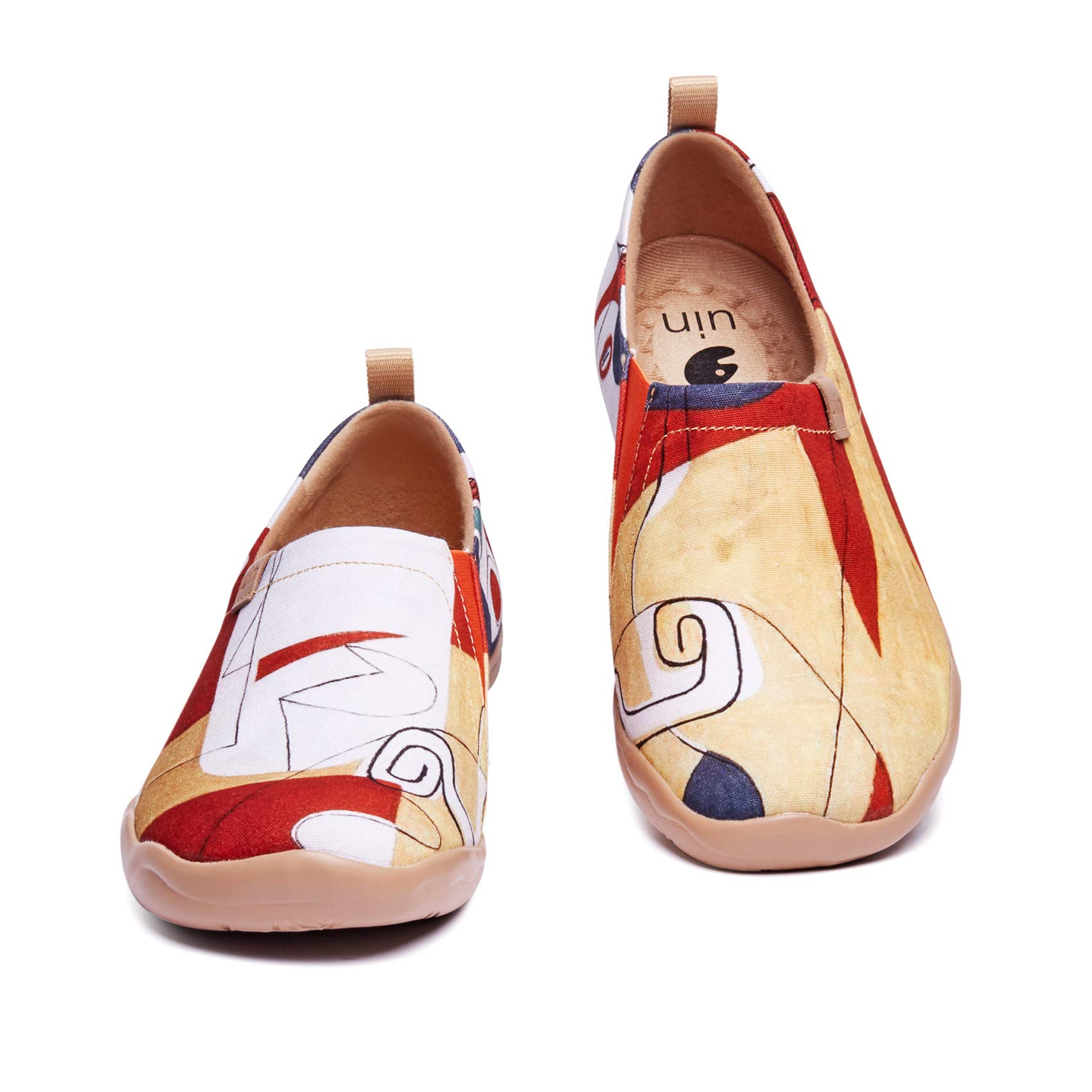 UIN Men's Slip-On Canvas Loafers - Lightweight Walking & Travel Shoes - Comfortable Casual Sneakers with Artistic Paint Design - Size 9.5 - Perfect for Daily Wear, Travel & Fashion Outfits