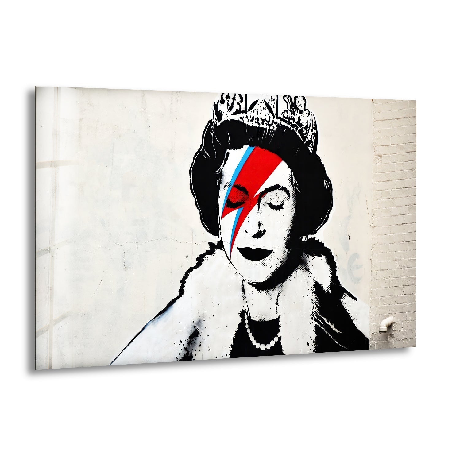 Banksy Queen Elizabeth Glass Wall Art - Modern Home Decor for Living Room, Office & Gifts | Unique Street Art-Inspired Glass Print