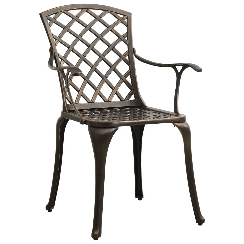 2-Piece Cast Aluminum Patio Chairs Set - Bronze Outdoor Furniture for Garden, Deck, Balcony & Poolside - Weather-Resistant Seating for Relaxing & Entertaining