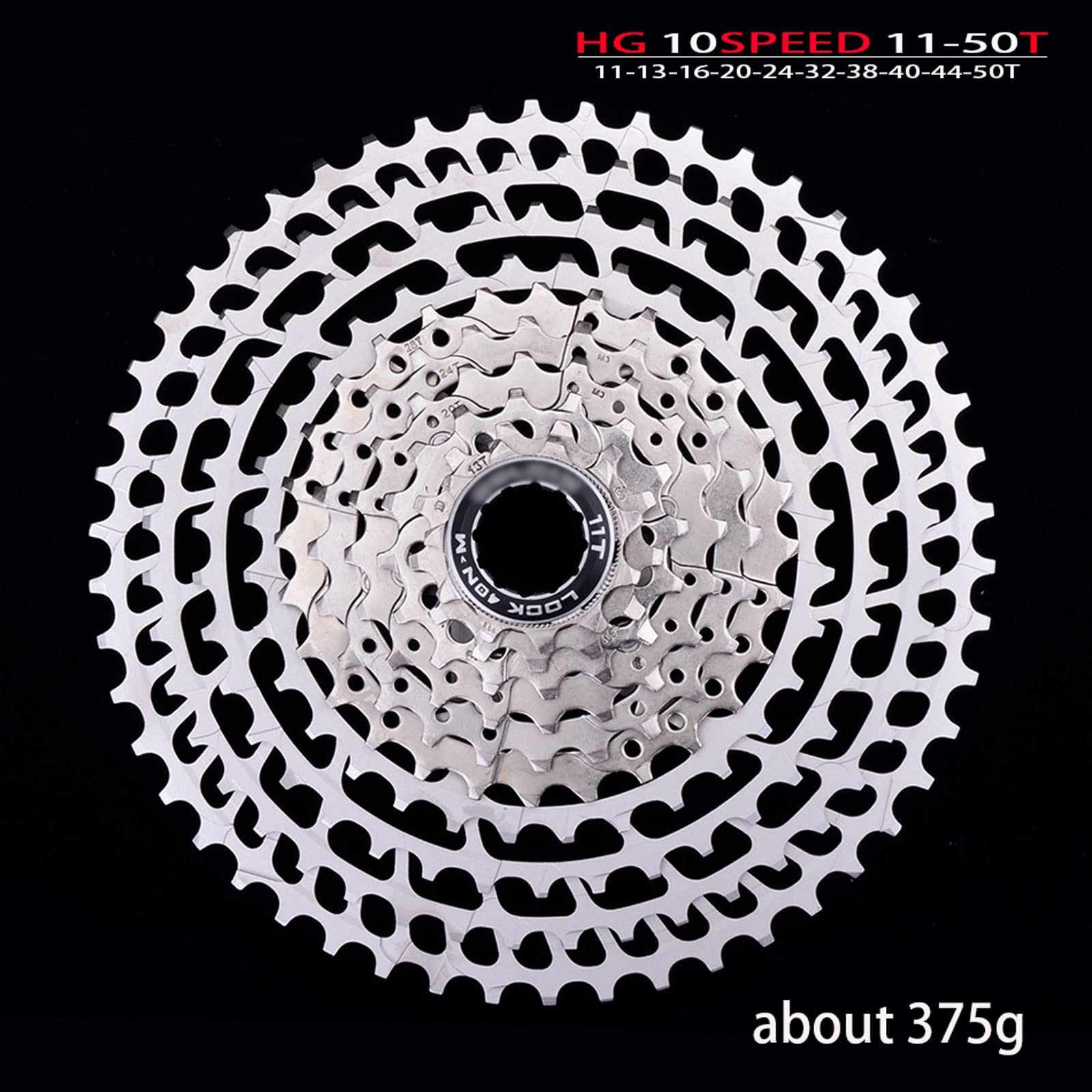10S 11-50T Bicycle Freewheel - Ultra-Light Aluminum Alloy CNC Bike Cassette for Mountain Bikes (10/11/12 Speed) - Durable Anti-Chain Flywheel for Trail Riding & Commuting