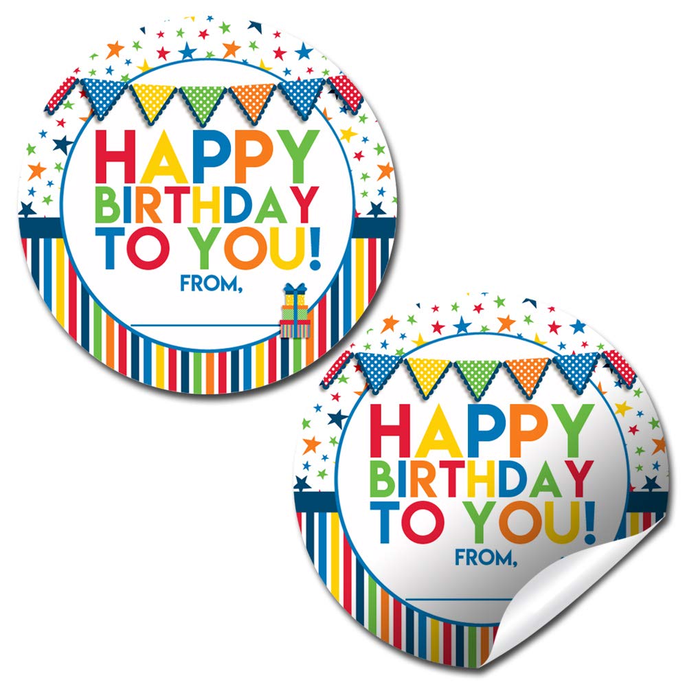 40 Pack 2 Inch Colorful Birthday Gift Tag Stickers for Boys - Circle Party Labels, Envelope Seals & Gift Bag Decorations - Perfect for Birthday Parties, Invitations & Present Wrapping