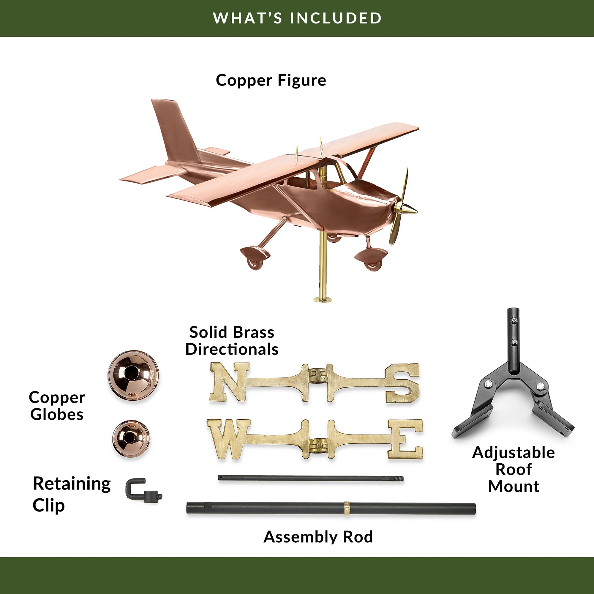 Vintage High Wing Plane Weathervane - Decorative Outdoor Garden & Yard Art for Aviation Enthusiasts | Perfect for Farmhouse, Rustic, or Backyard Decor