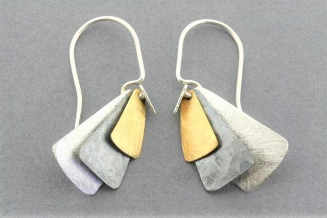 3-Textured Tile Earrings - Gold Plated Boho Chic Jewelry for Women - Perfect for Parties, Weddings & Everyday Wear