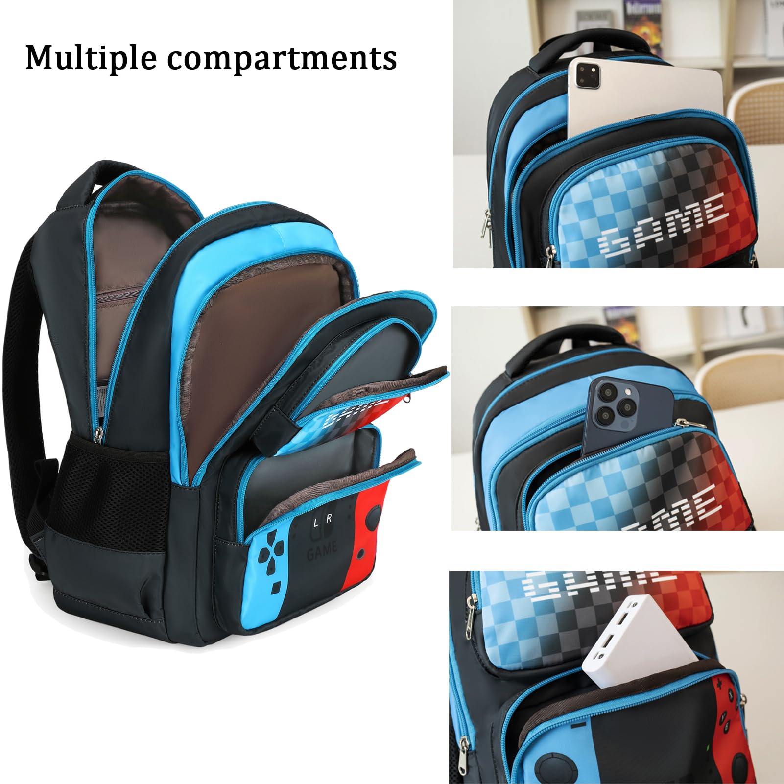 Octsky Durable School Backpack for Boys - Waterproof Kids Bookbag with Lunch Box for Elementary Students, Blue - Perfect for School, Travel & Outdoor Adventures