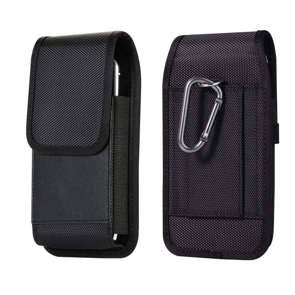 Magnetic Nylon Cell Phone Holster Belt Case Pouch for Samsung Galaxy A15/A35/A54/S25+/S24 Ultra/S24 FE/S23 FE/S21 FE/A25, iPhone 15/14/13 Pro Max, Moto G Stylus 2024/2023 & Pixel 9 Pro - Secure & Hands-Free Carrying for Outdoor Activities, Work & Travel