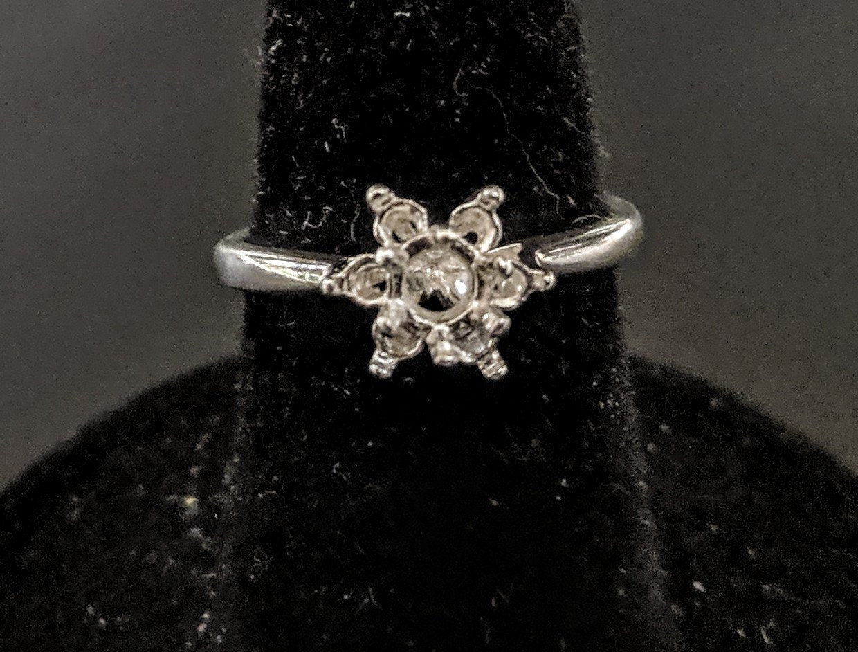 Sterling Silver or 14K Solid Gold Multi-Stone Round Cluster Dinner Ring - Size 5-8, Notched Blank Setting (163544/143544) - Perfect for Weddings, Anniversaries & Special Occasions