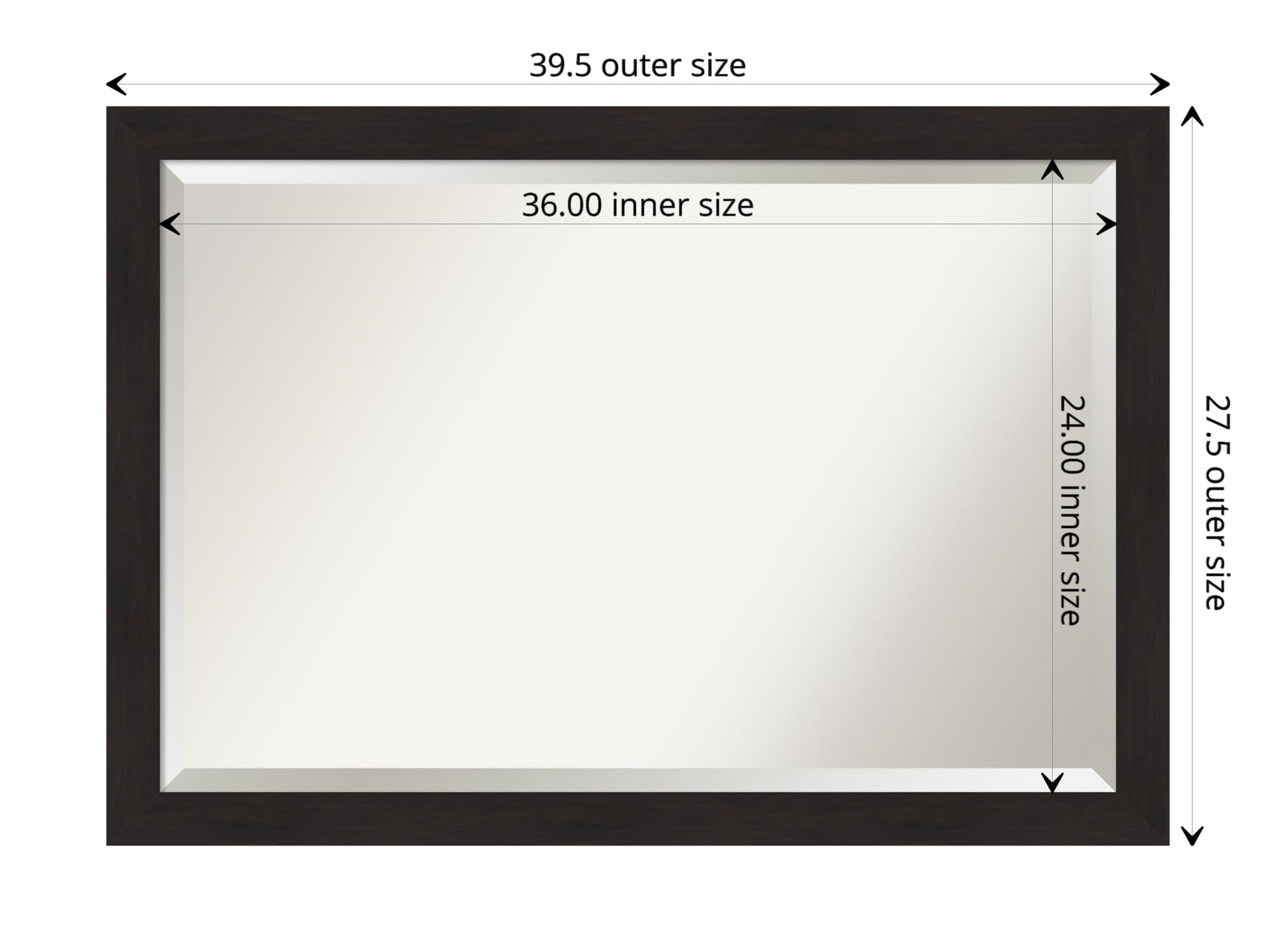 Amanti Art 28x40 Inch Brown Espresso Wall Mirror - Large Rectangle Bathroom & Living Room Decor with Beveled Edge, Horizontal or Vertical Hanging - Perfect for Bedroom, Entryway, and Vanity Areas