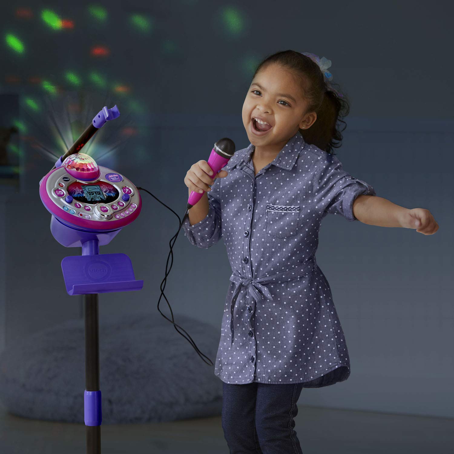 VTech KidiStar Karaoke Machine for Kids - Pink & Purple Wireless Microphone Singing Toy with Bluetooth, LED Lights & Voice Effects - Perfect for Birthday Parties, Family Gatherings & Home Entertainment