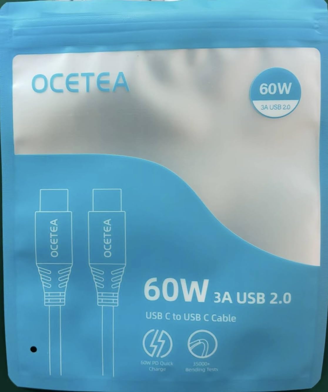 Ocetea Short USB C to USB C Fast Charger Cable (2-Pack 0.3M) - 3.1A USB-C to C Charging Cord Compatible with iPhone 15 Series, MacBook Pro, iPad Pro, Galaxy S24/S23 Ultra & Pixel | Perfect for Travel, Office & Home Charging