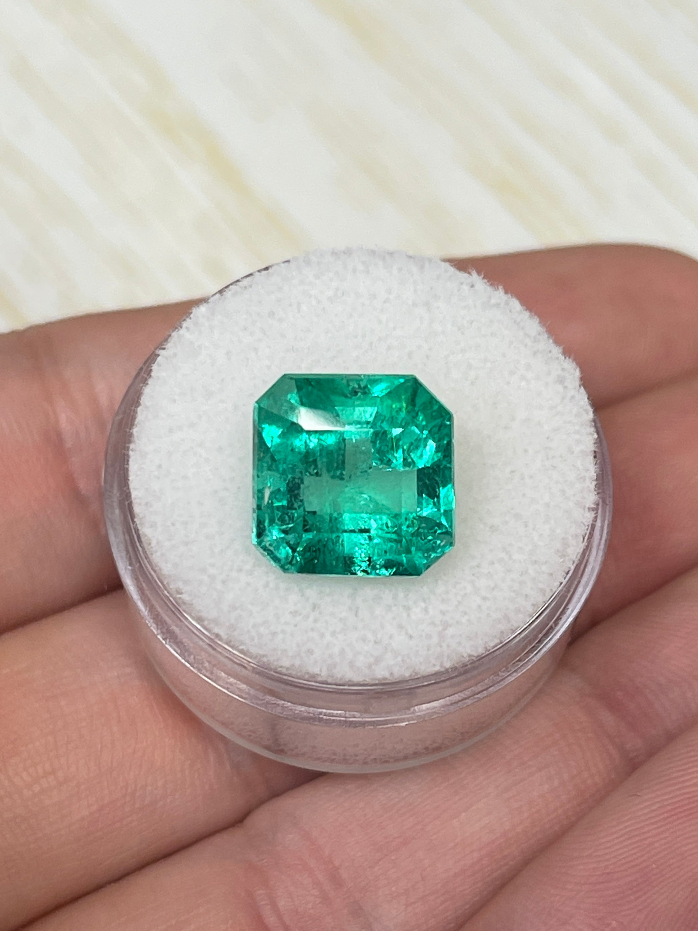 6.69 Carat Vivid Muzo Green Colombian Emerald - Natural Loose Asscher Cut Gemstone (11.5x11.5mm) for Jewelry Making, Engagement Rings & Luxury Collectibles