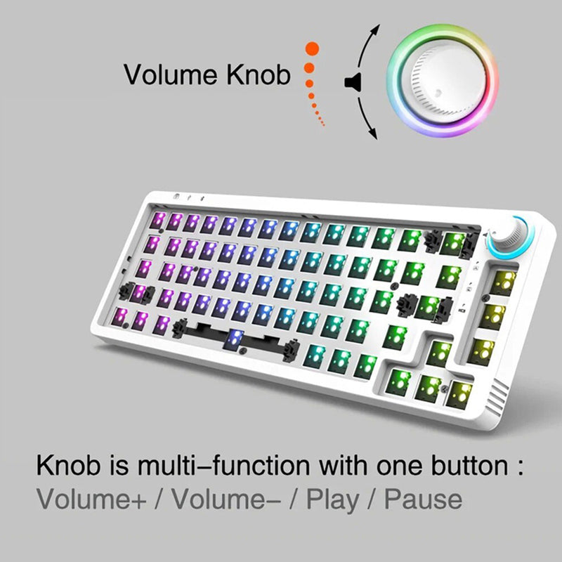 Homoo KF068 RGB Mechanical Keyboard DIY Kit with Rotary Knob - Customizable Gaming & Office Keyboard for PC, Mac, Typing Enthusiasts