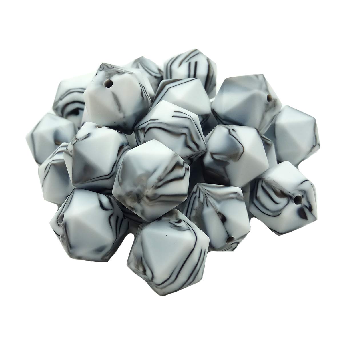 30pcs 17mm Silicone Polygon Beads for DIY Jewelry & Keychains - Craft & Gift Making