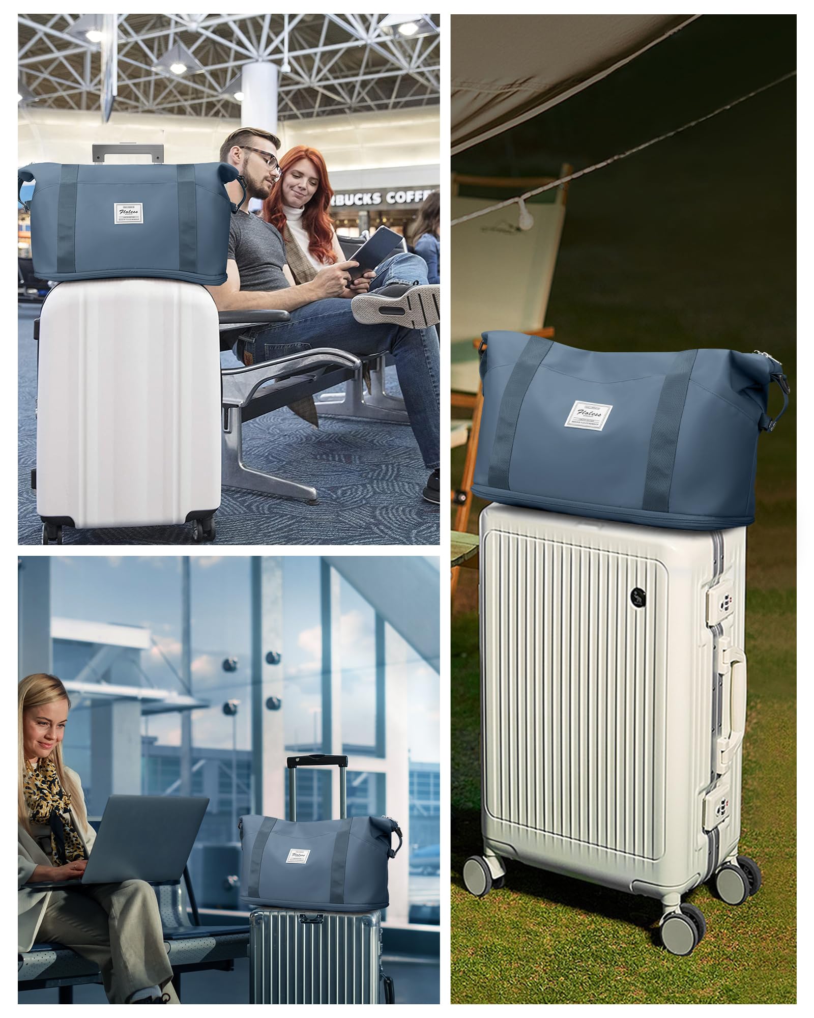 Stylish Expandable Travel Duffel Bag for Women & Men - 18x14x8 Inch Carry-On Weekender with Trolley Sleeve - Perfect for Gym, Sports, Airplane Travel & Overnight Trips (Jewel Blue) | Ideal for Business Travel, Weekend Getaways & Fitness Enthusiasts