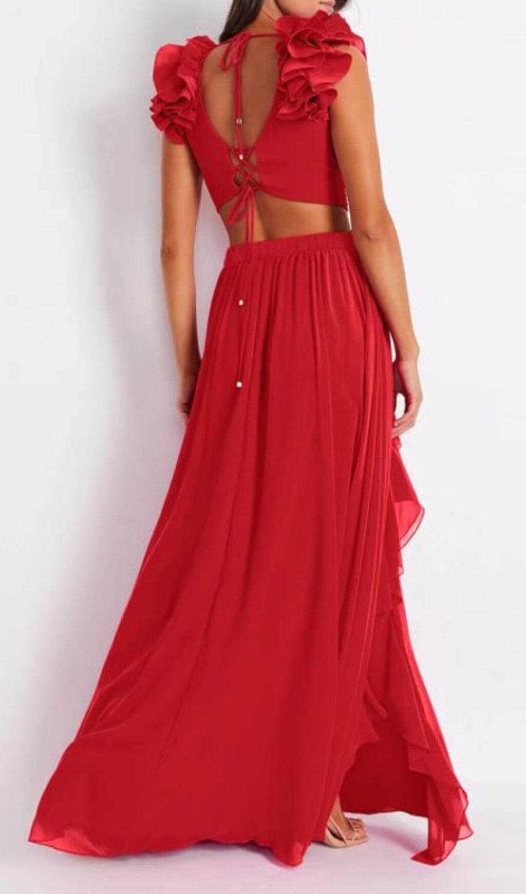 Sexy Deep V Red Cutout One Piece Swimsuit with Skirt - Flattering Swimwear for Women, Beach Vacation & Pool Party