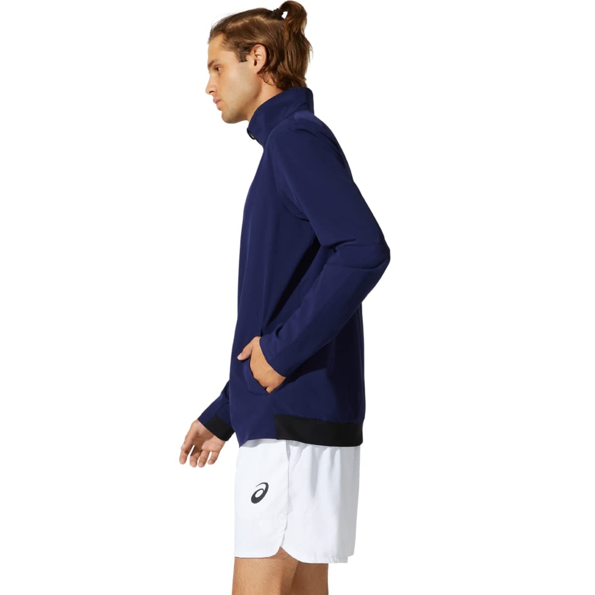 ASICS Men's Match Woven Jacket - Lightweight Tennis Windbreaker with Moisture-Wicking Technology (Size S, Peacoat Blue) - Perfect for Tennis Matches, Running & Outdoor Sports