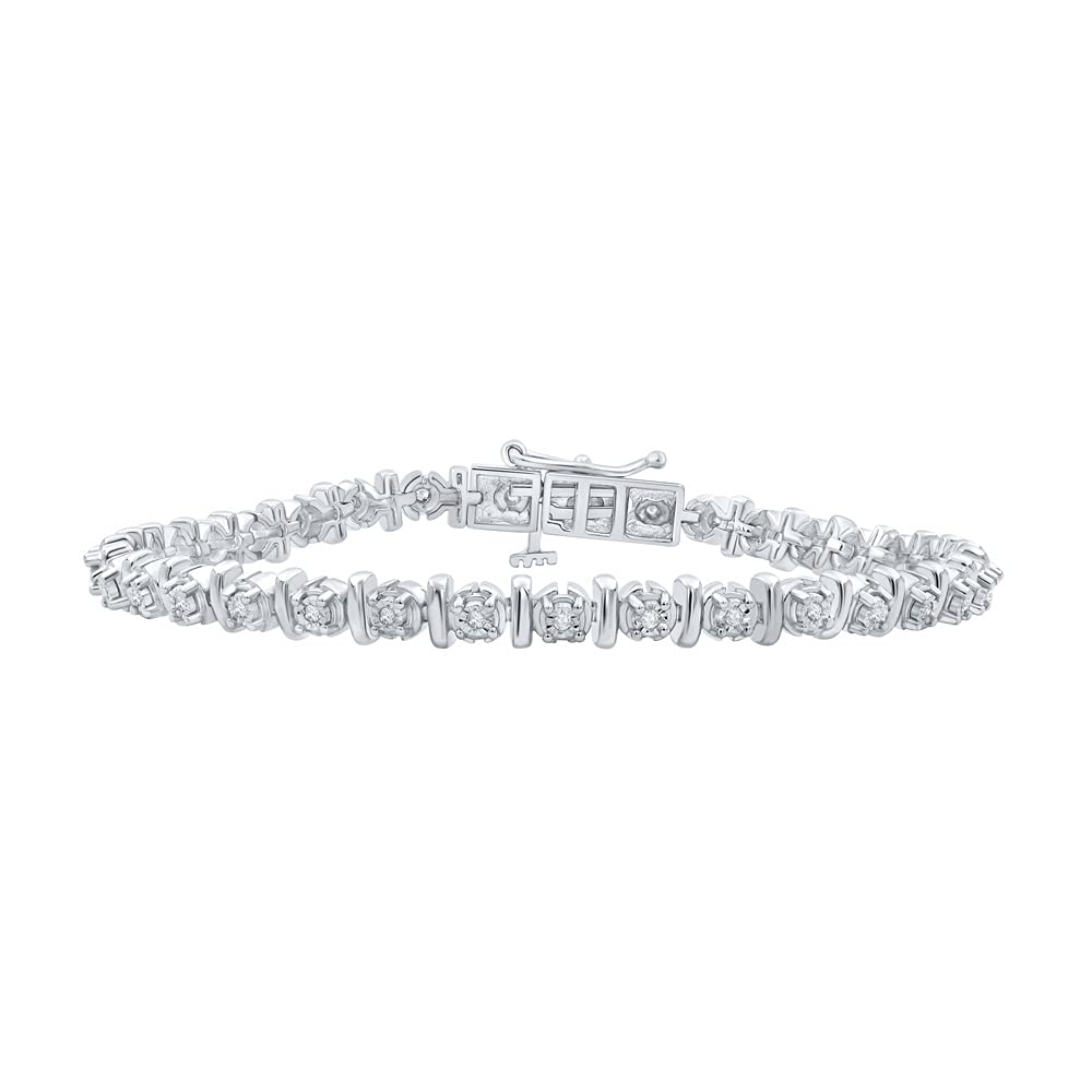 Authentic Sterling Silver Women's Round Diamond Tennis Bracelet - 1/4 Cttw, Elegant Jewelry Gift for Her | Perfect for Weddings, Anniversaries & Special Occasions