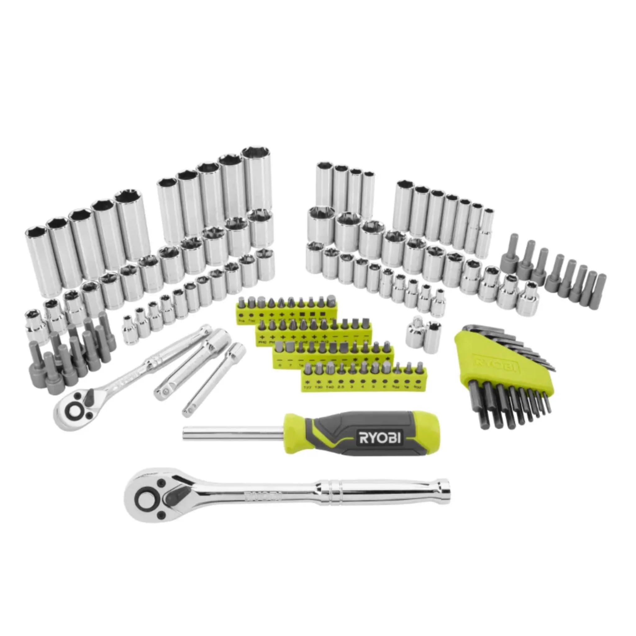 RYOBI 156-Piece Mechanics Tool Set - SAE & Metric Socket Set with LINK Technology - Perfect for Automotive Repair, DIY Projects & Home Maintenance