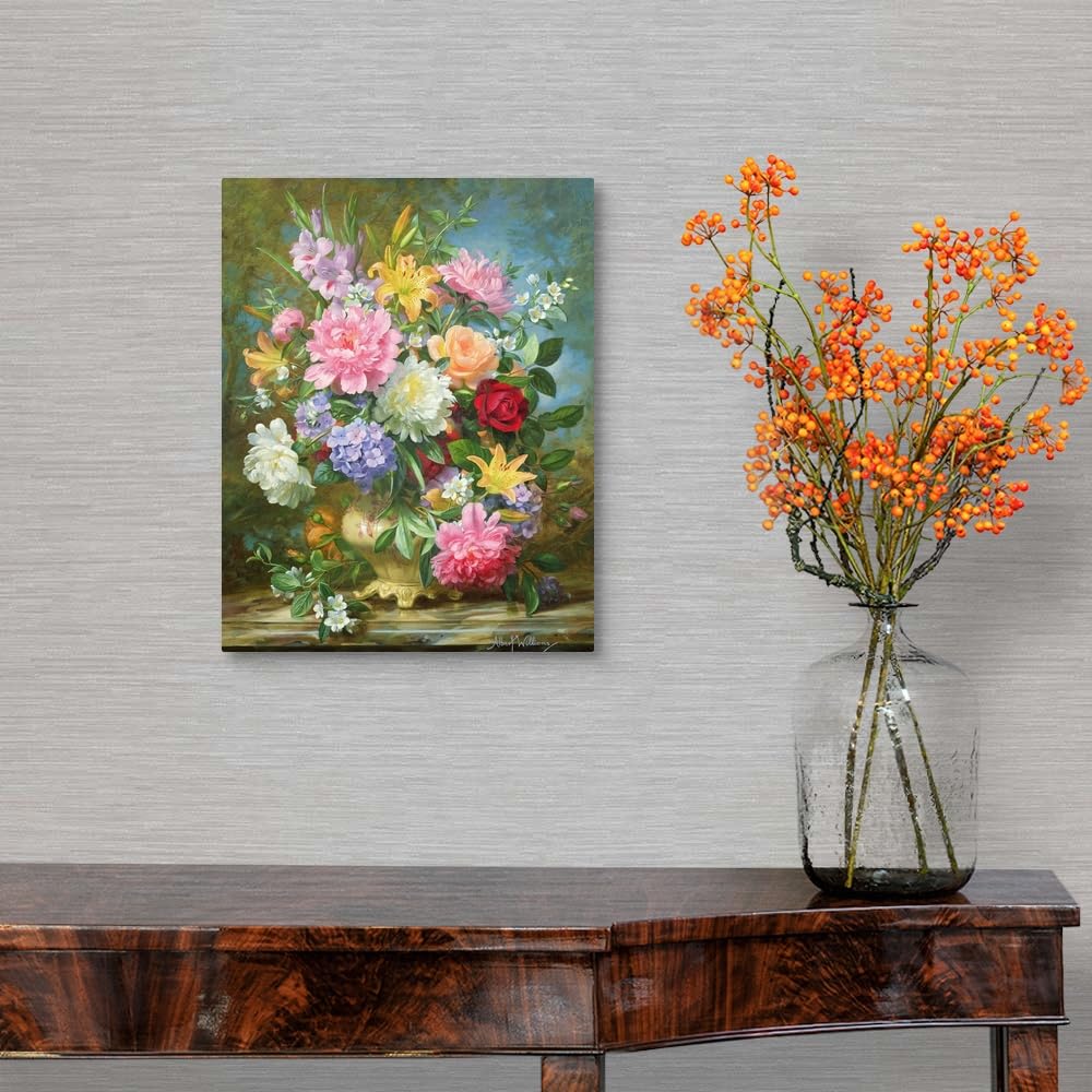Albert Williams Peonies and Mixed Flowers Canvas Wall Art Print - 11
