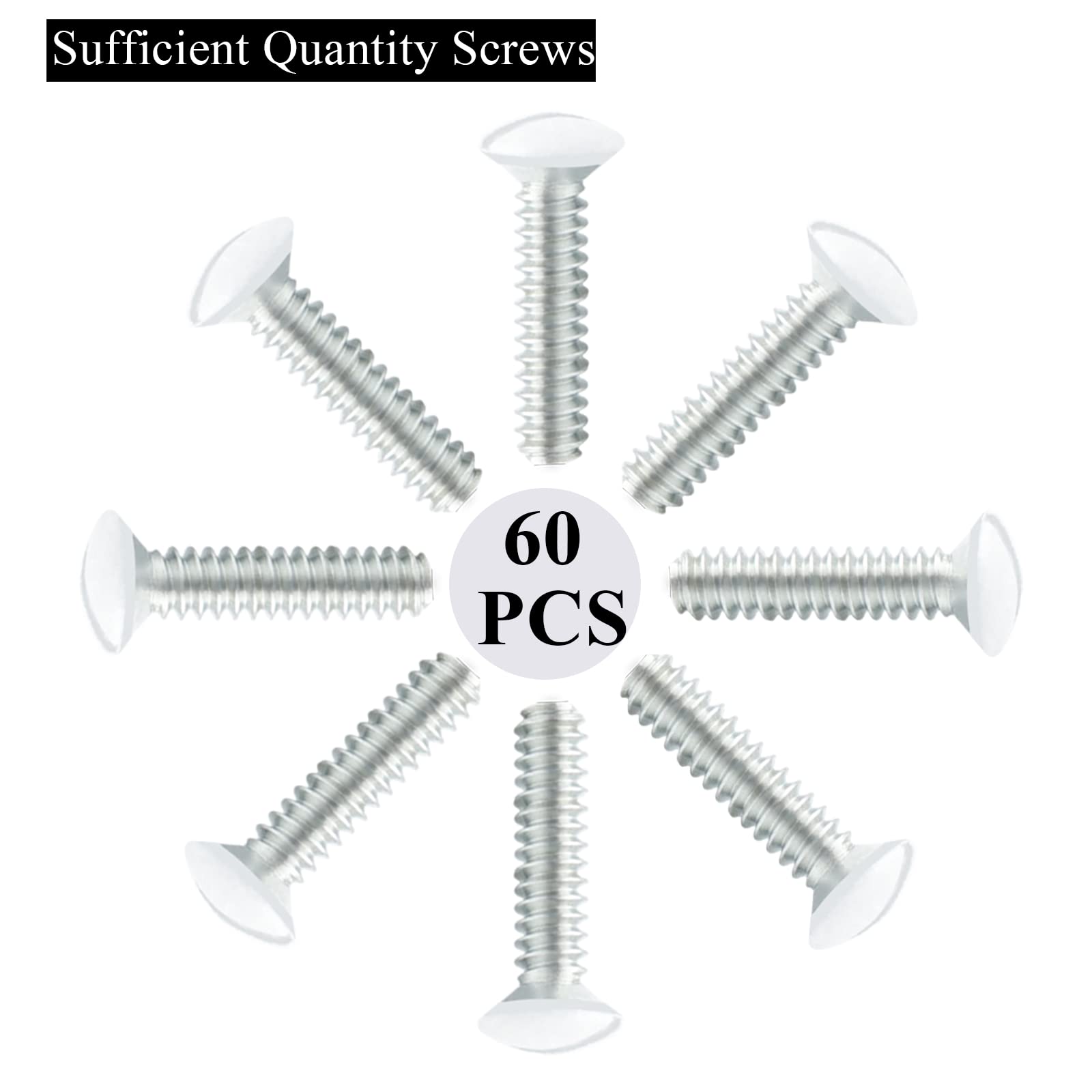 60 Pack 1/2 Inch 6-32 Thread White Wall Screws for Wall Plates & Switch Plates - Perfect for Home Electrical Installations and DIY Projects