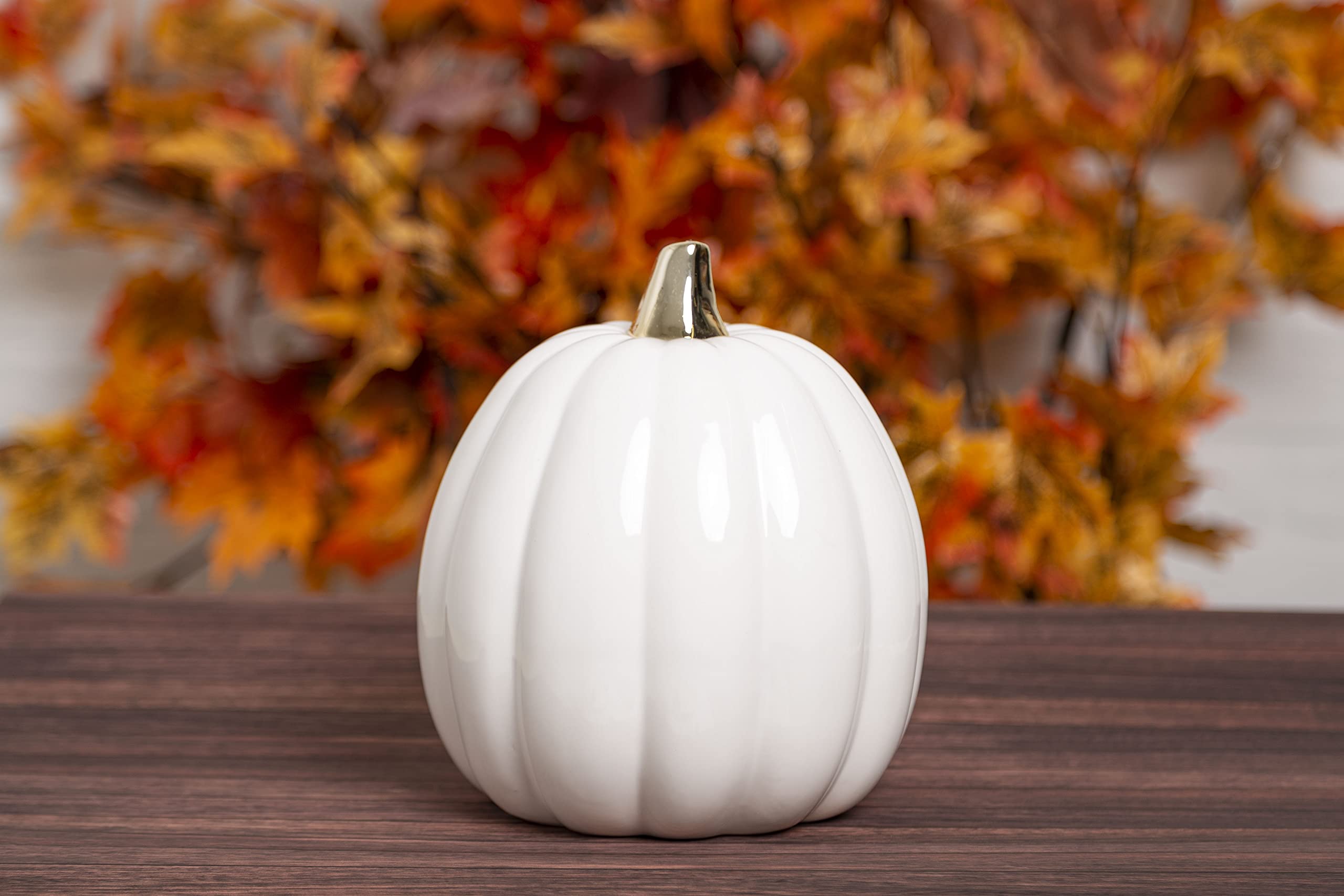 Pearhead White Ceramic Pumpkin - Elegant Fall Home Decor, Modern Holiday & Halloween Decoration - Perfect for Thanksgiving Centerpiece, Mantel Display, and Seasonal Table Settings