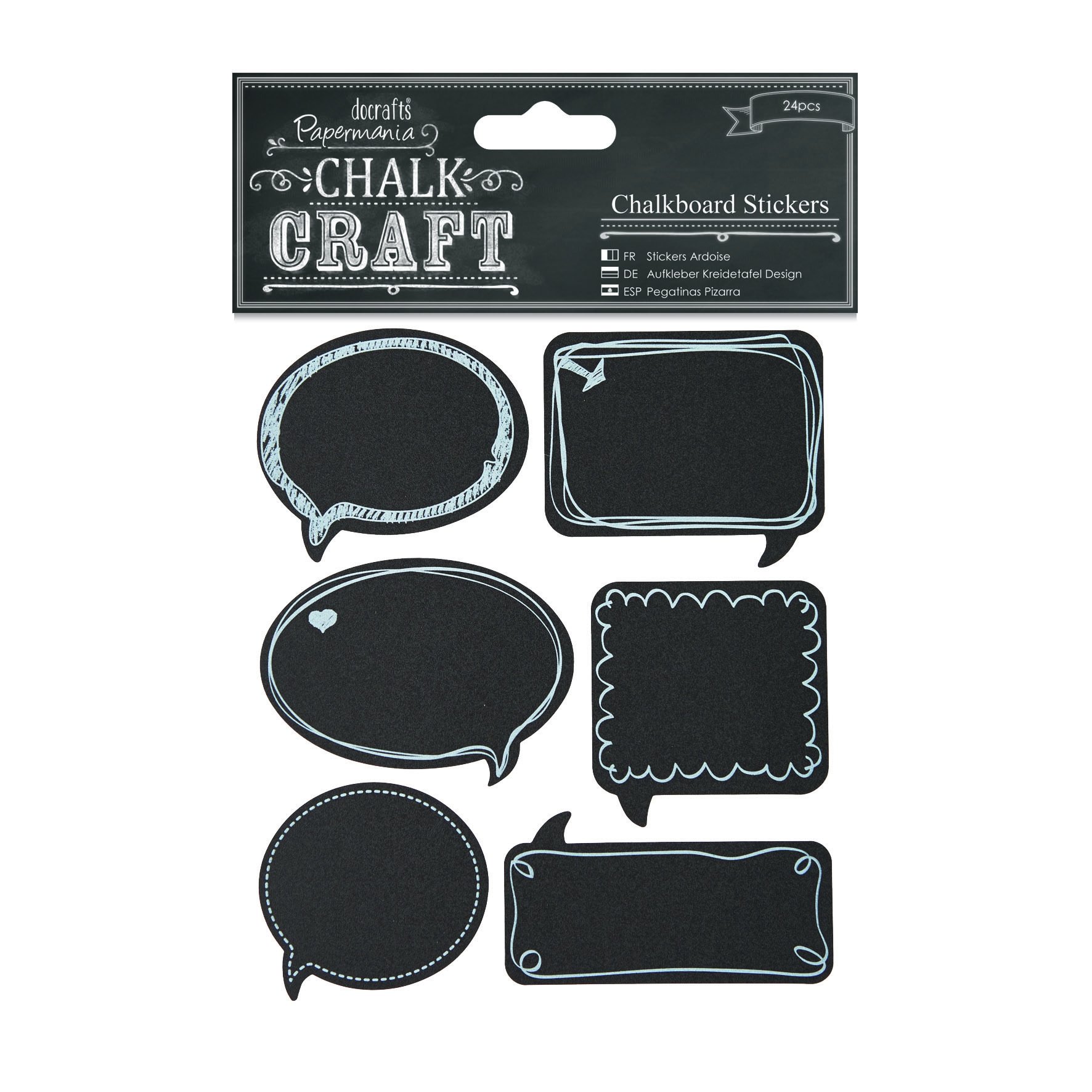 24-Piece Chalkboard Speech Bubble Stickers - Black Reusable Chalkboard Labels for DIY Crafts, Party Decor & Classroom Activities