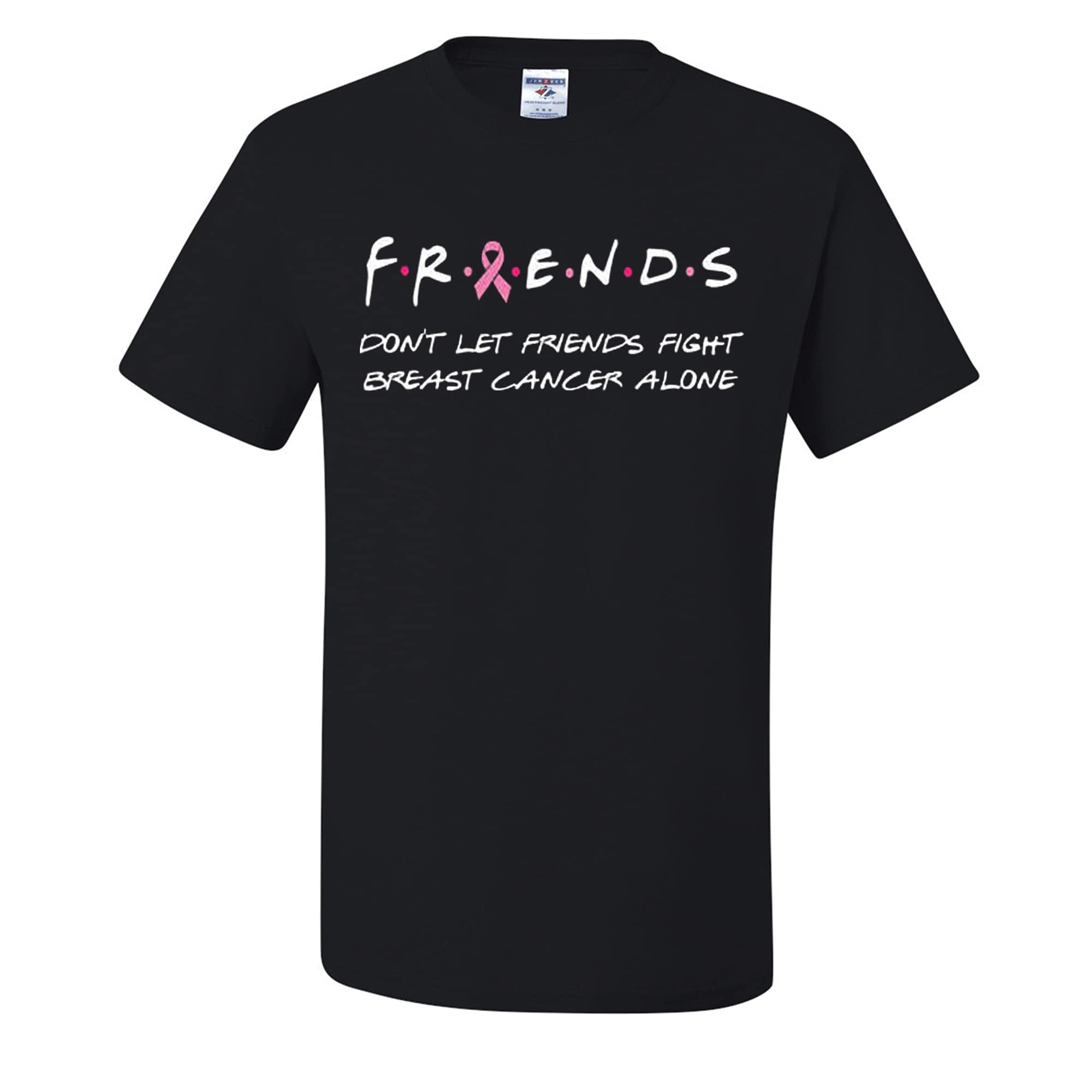 Wild Custom Apparel - Don't Let Friends Fight Breast Cancer Alone - Breast Cancer Awareness Graphic Men's T-Shirt - Supportive Comfort Wear for Charity Events & Daily Awareness