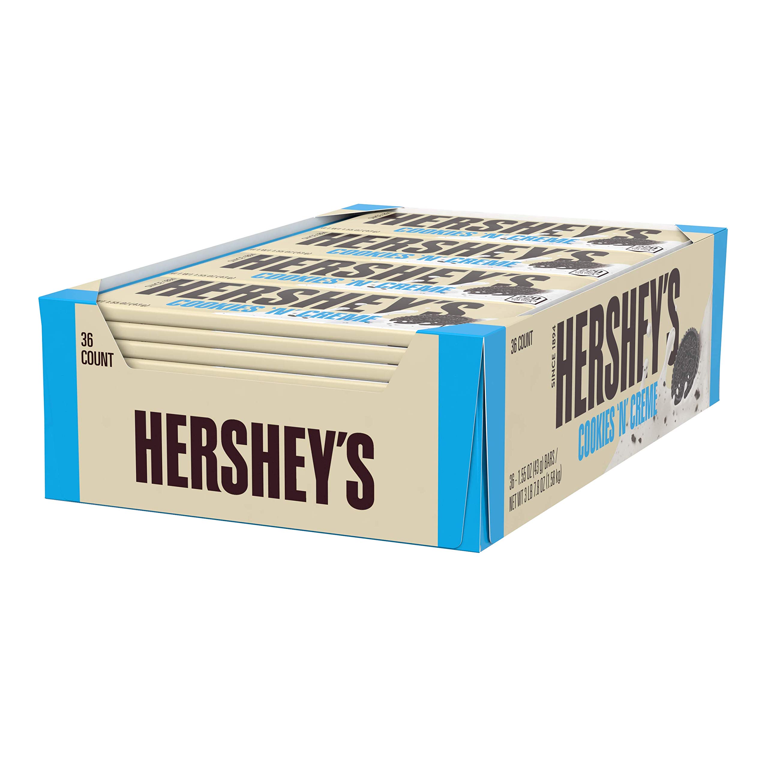 Hershey Cookies 'N' Creme Chocolate Bars - Bulk Pack of 36 Bars (36 x 43g) | Creamy White Chocolate with Cookie Bits | Perfect for Parties, Gifts & Snacking