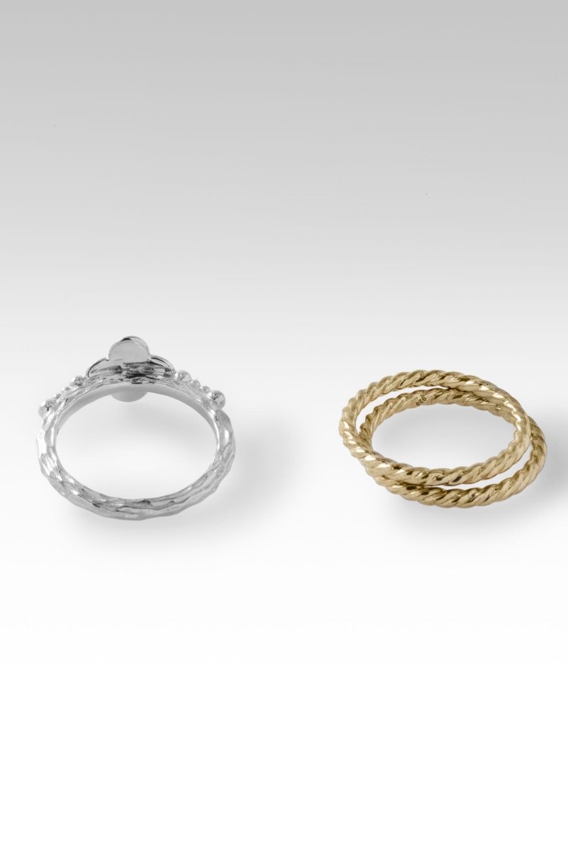 18K Gold & Rhodium Plated Sterling Silver Ring Set of 3 - Daily Blessings Jewelry for Women | Perfect for Gifts, Weddings & Everyday Wear