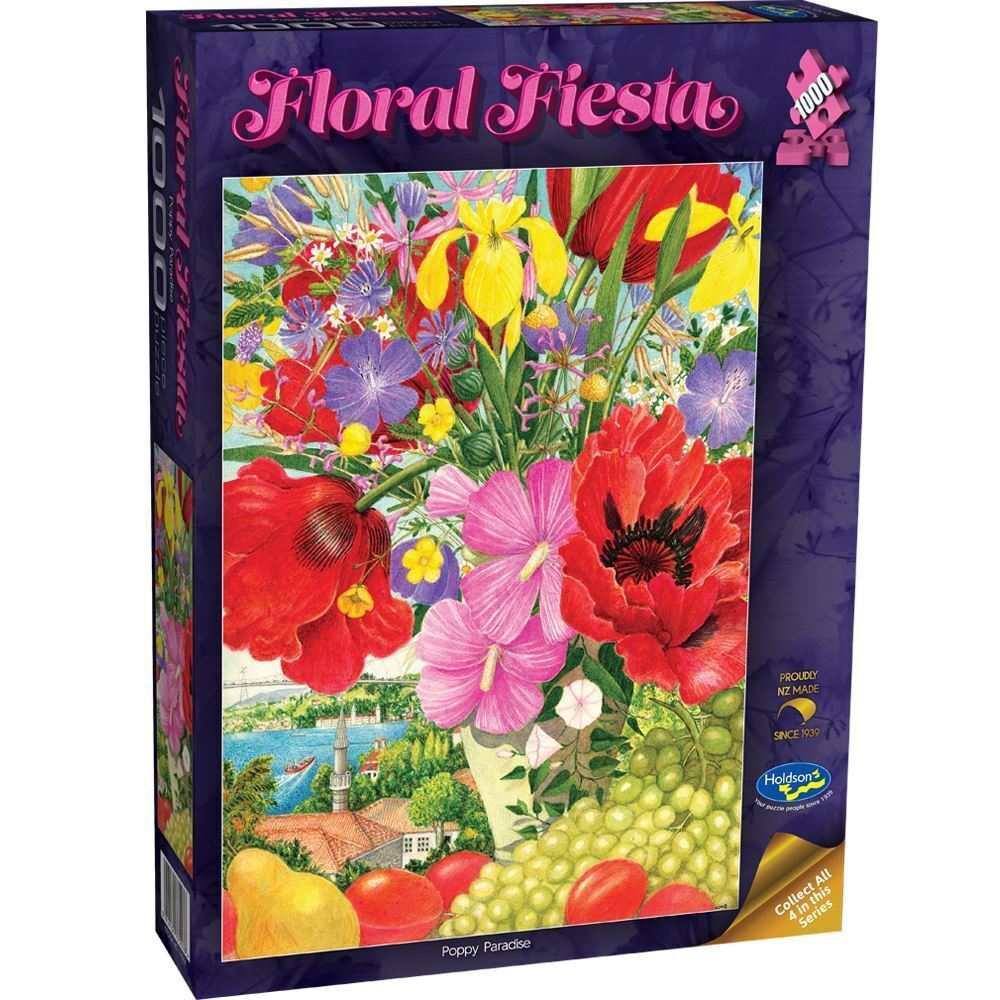 Holdson Floral Fiesta 1000-Piece Jigsaw Puzzle - Poppy Paradise Garden Puzzle for Adults & Teens | Perfect for Family Game Night, Stress Relief & Home Decor