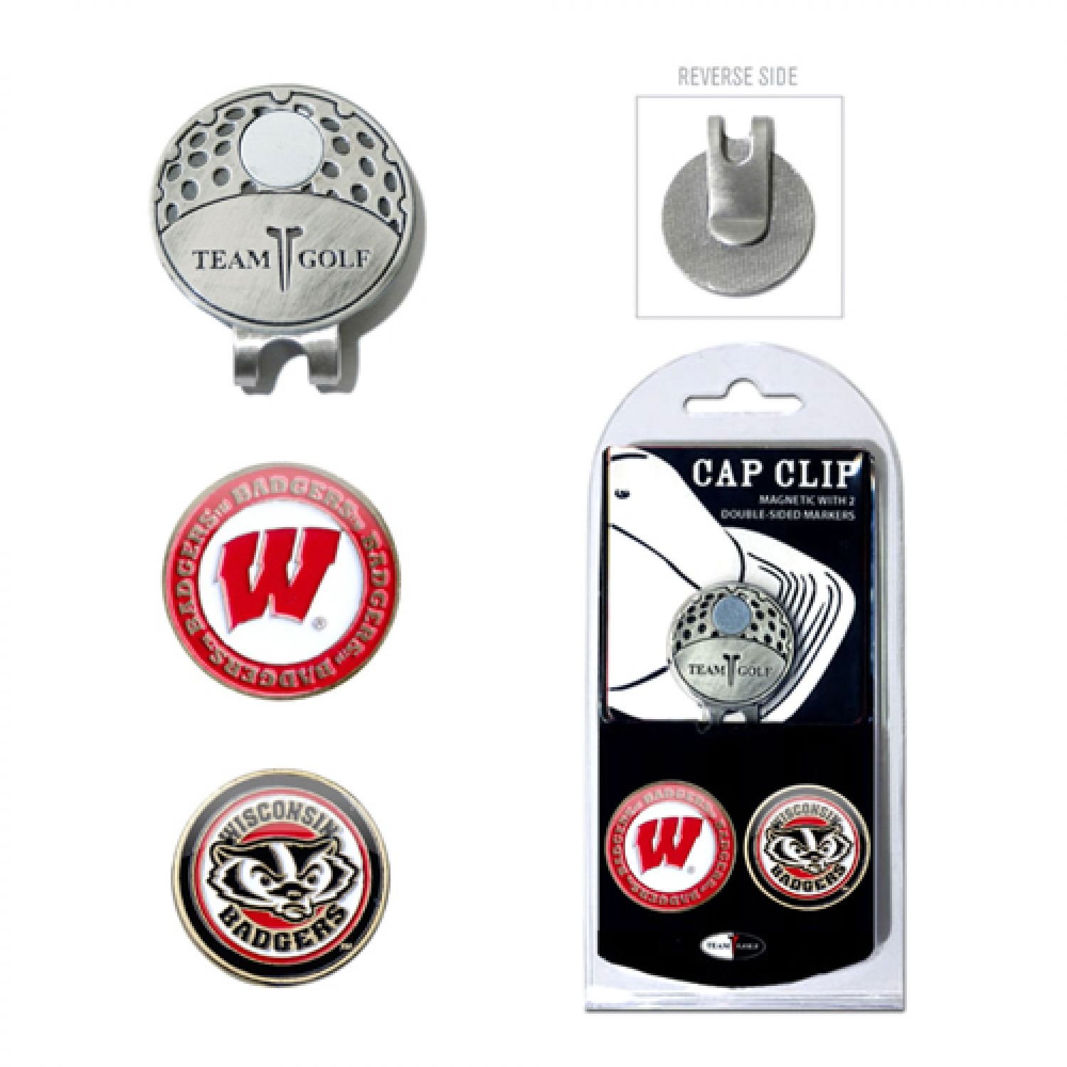 Team Golf NCAA Golf Cap Clip with 2 Removable Double-Sided Enamel Magnetic Ball Markers - Easy Hat Attachment for Golfers | Perfect for Golf Tournaments, Practice & Course Play