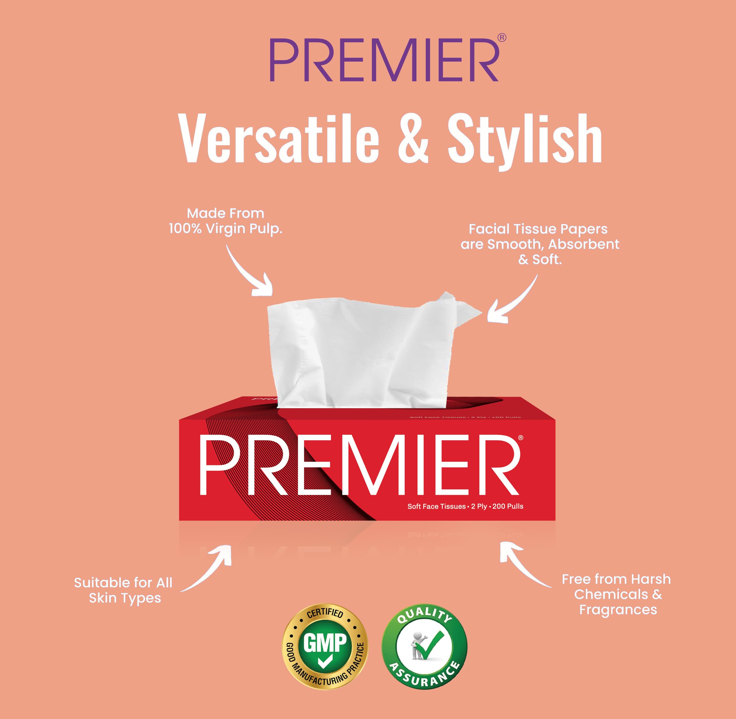 Premium 2-Ply 200-Pull Facial Tissue Box, Travel Size (Pack of 3) - 600 Pulls, 1200 Sheets - Soft & Strong for Home, Office, Car & Travel Use